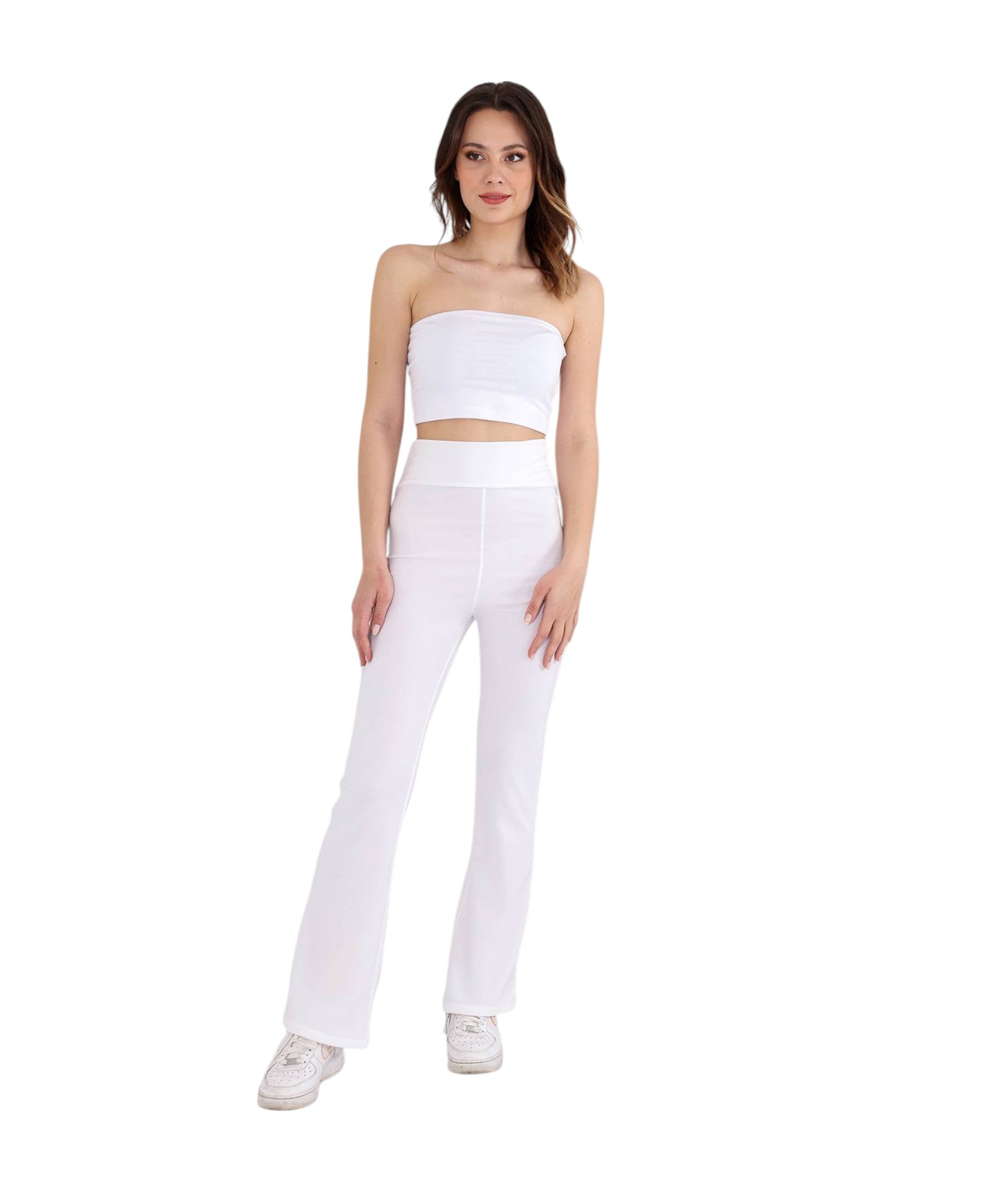 Schlaghose Damen Scuba Hose High Waist - elastisch für Yoga, Freizeit & Abendmode