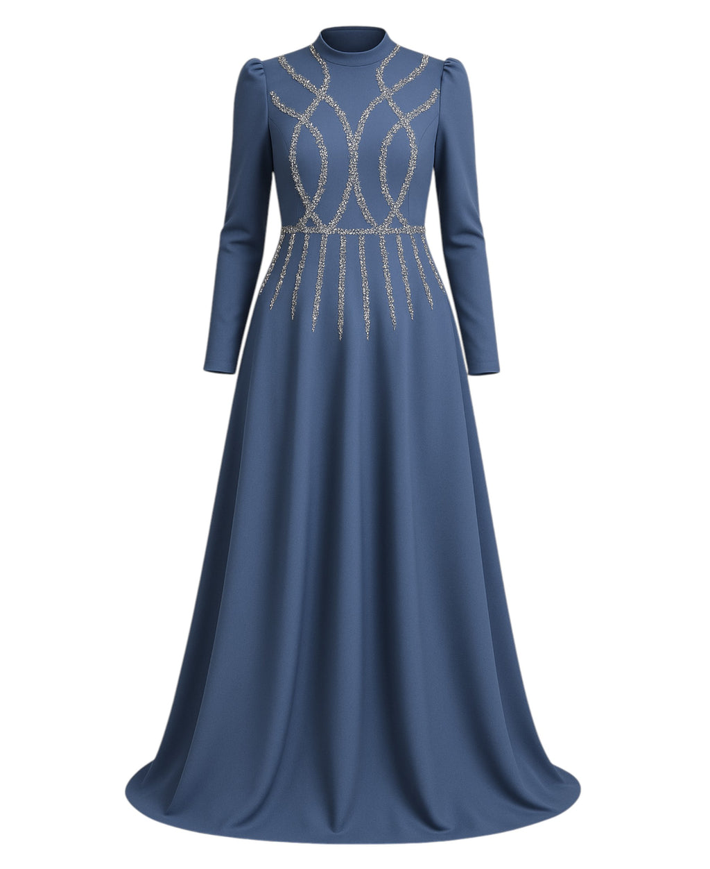 Satinkleid Maxikleid in Satinoptik mit Schmucksteinbesatz - Modest Fashion Abiye