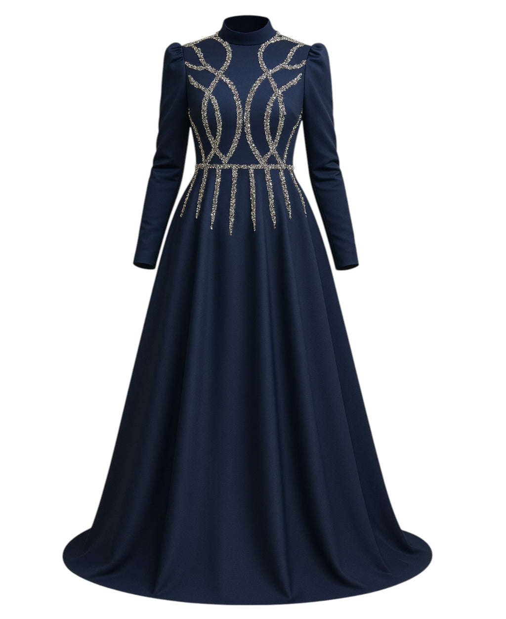 Satinkleid Maxikleid in Satinoptik mit Schmucksteinbesatz - Modest Fashion Abiye