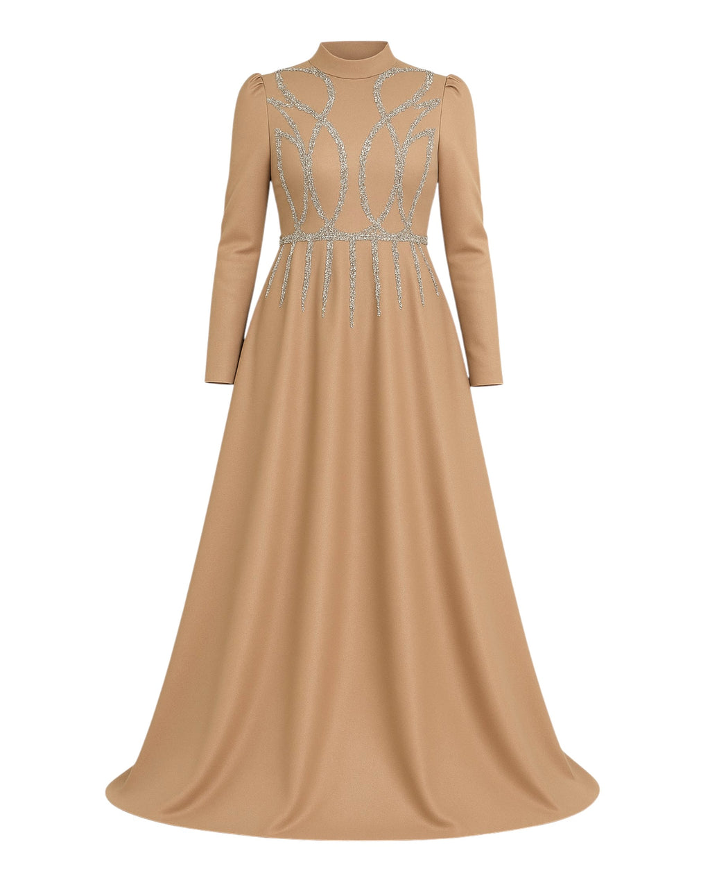 Satinkleid Maxikleid in Satinoptik mit Schmucksteinbesatz - Modest Fashion Abiye