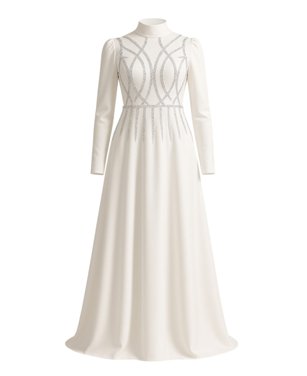 Satinkleid Maxikleid in Satinoptik mit Schmucksteinbesatz - Modest Fashion Abiye