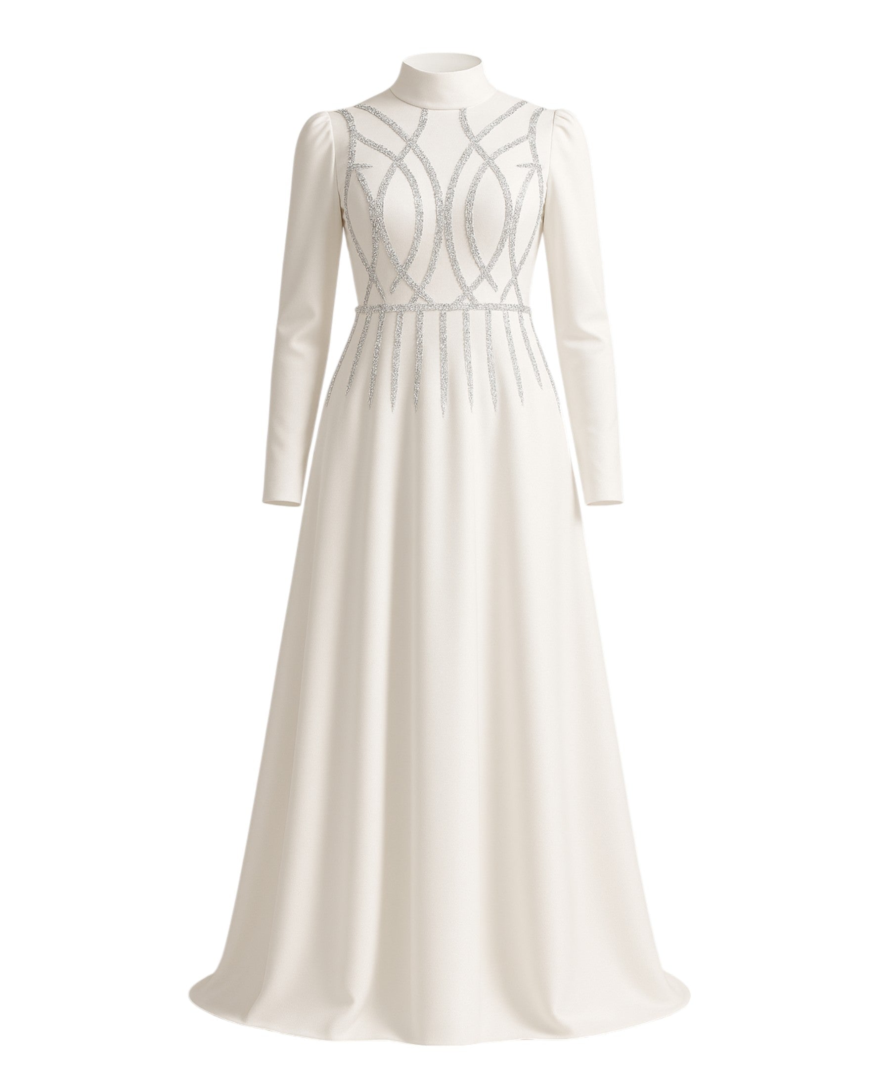 Satinkleid Maxikleid in Satinoptik mit Schmucksteinbesatz - Modest Fashion Abiye