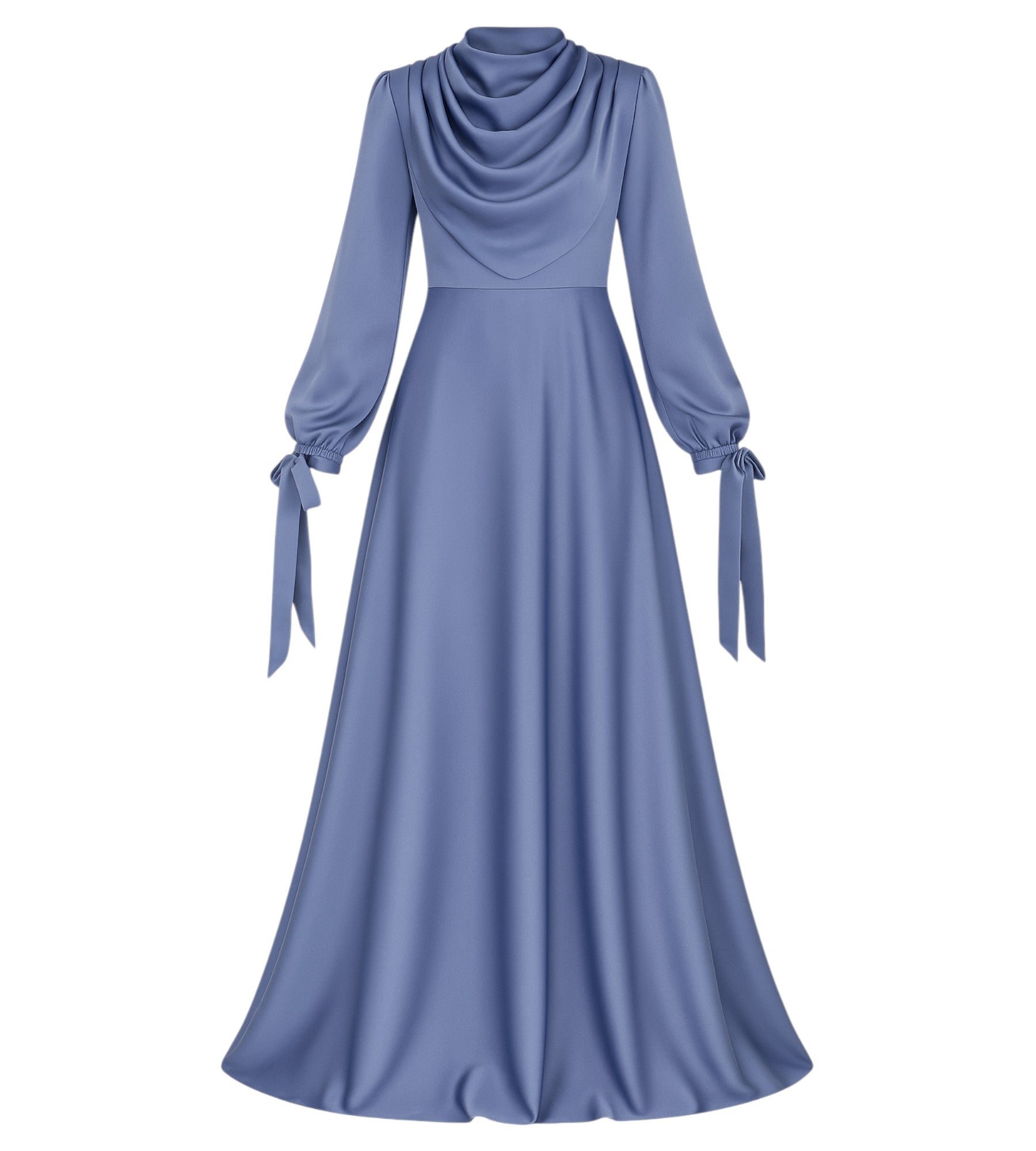 Abendkleid Elegantes Damen Kleid aus Satin - Langärmliges Maxikleid