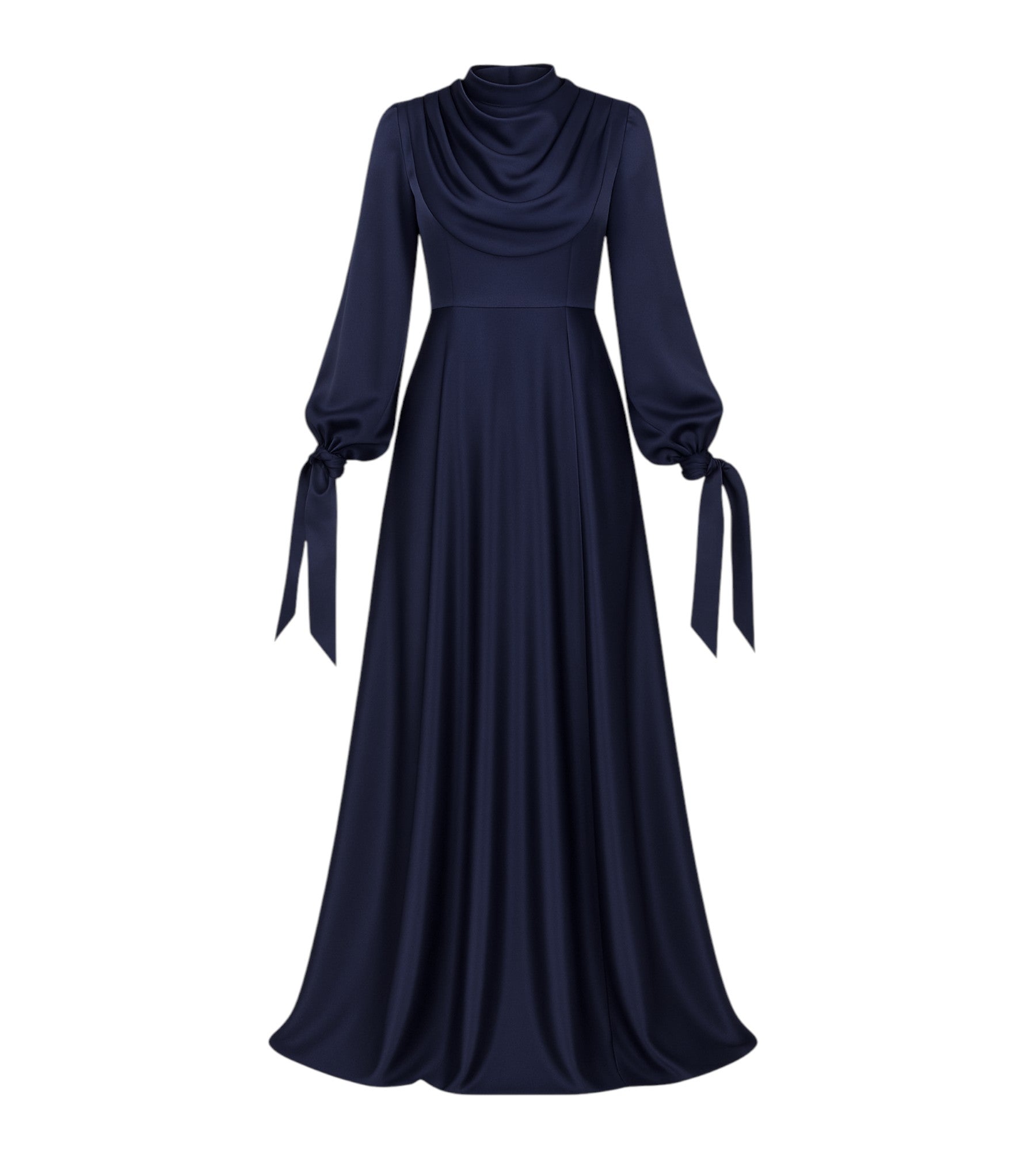Abendkleid Elegantes Damen Kleid aus Satin - Langärmliges Maxikleid
