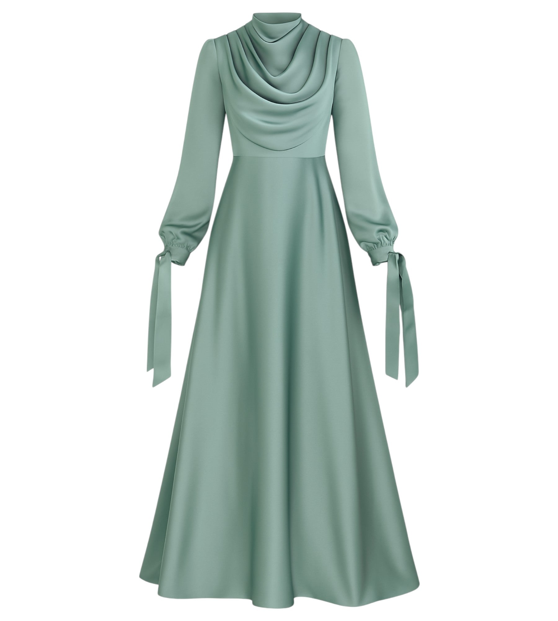 Abendkleid Elegantes Damen Kleid aus Satin - Langärmliges Maxikleid