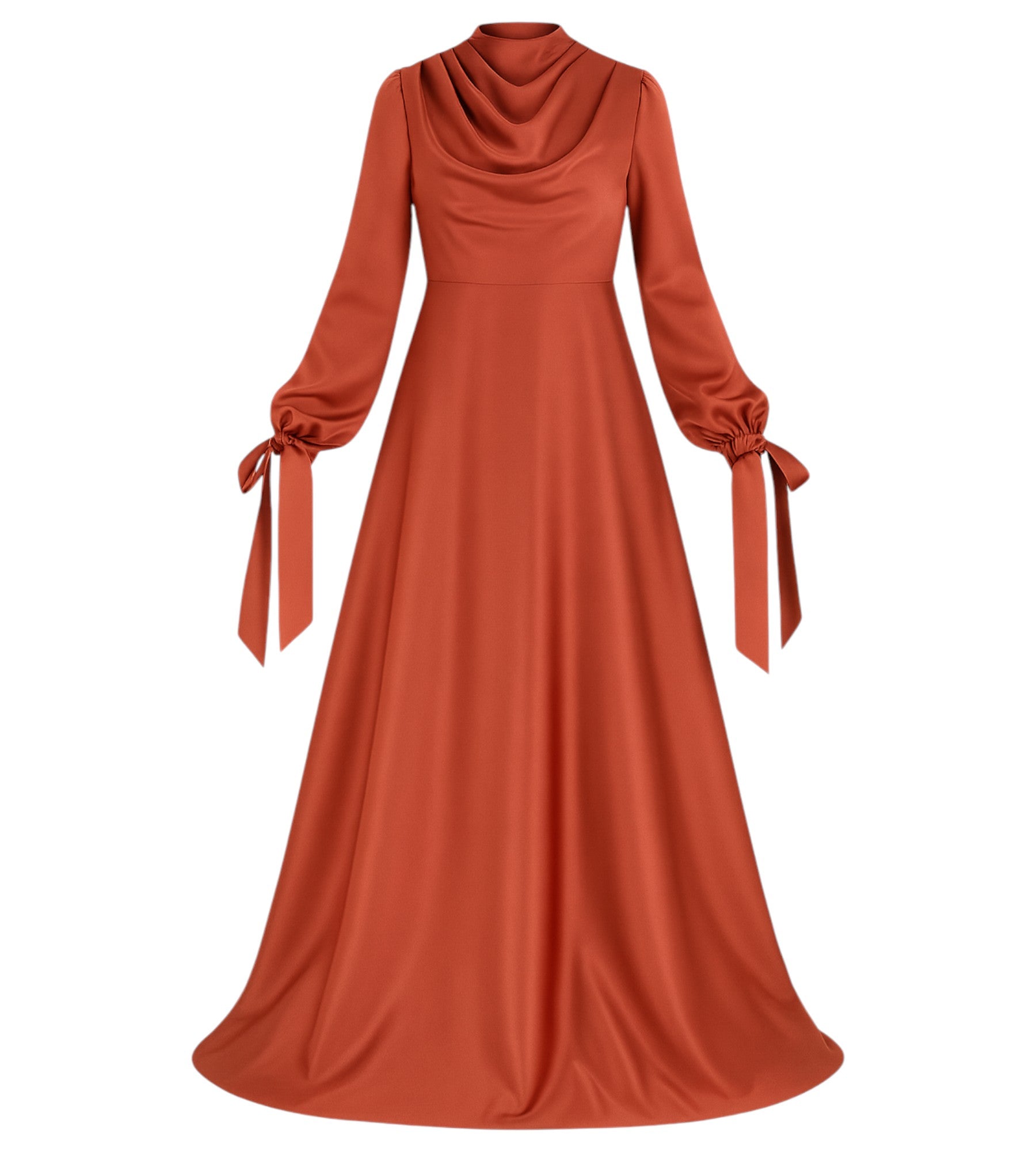 Abendkleid Elegantes Damen Kleid aus Satin - Langärmliges Maxikleid