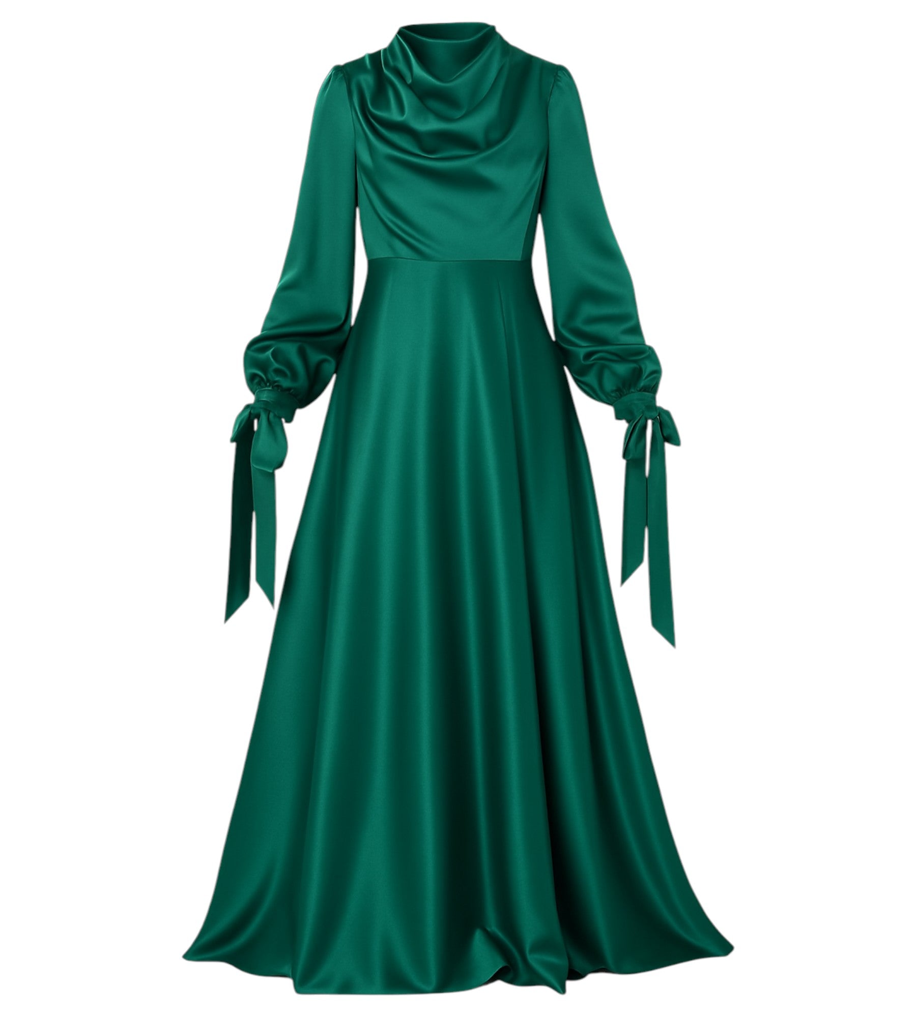Abendkleid Elegantes Damen Kleid aus Satin - Langärmliges Maxikleid