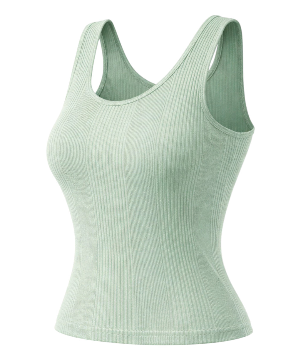 Crop-Top Damen Ripptop aus Baumwolle, ärmellos, figurbetont, elastisch