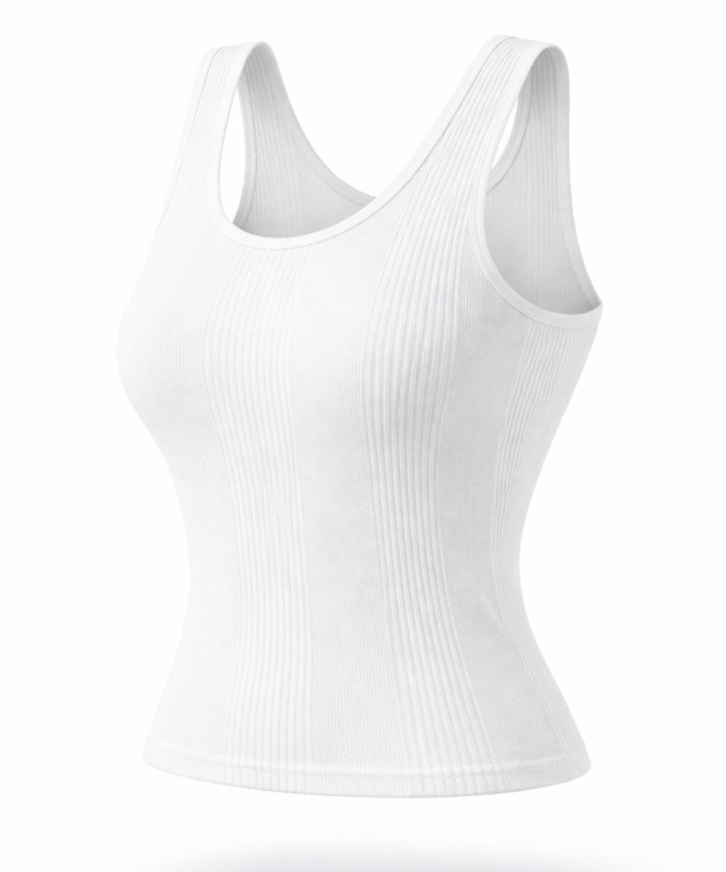 Crop-Top Damen Ripptop aus Baumwolle, ärmellos, figurbetont, elastisch