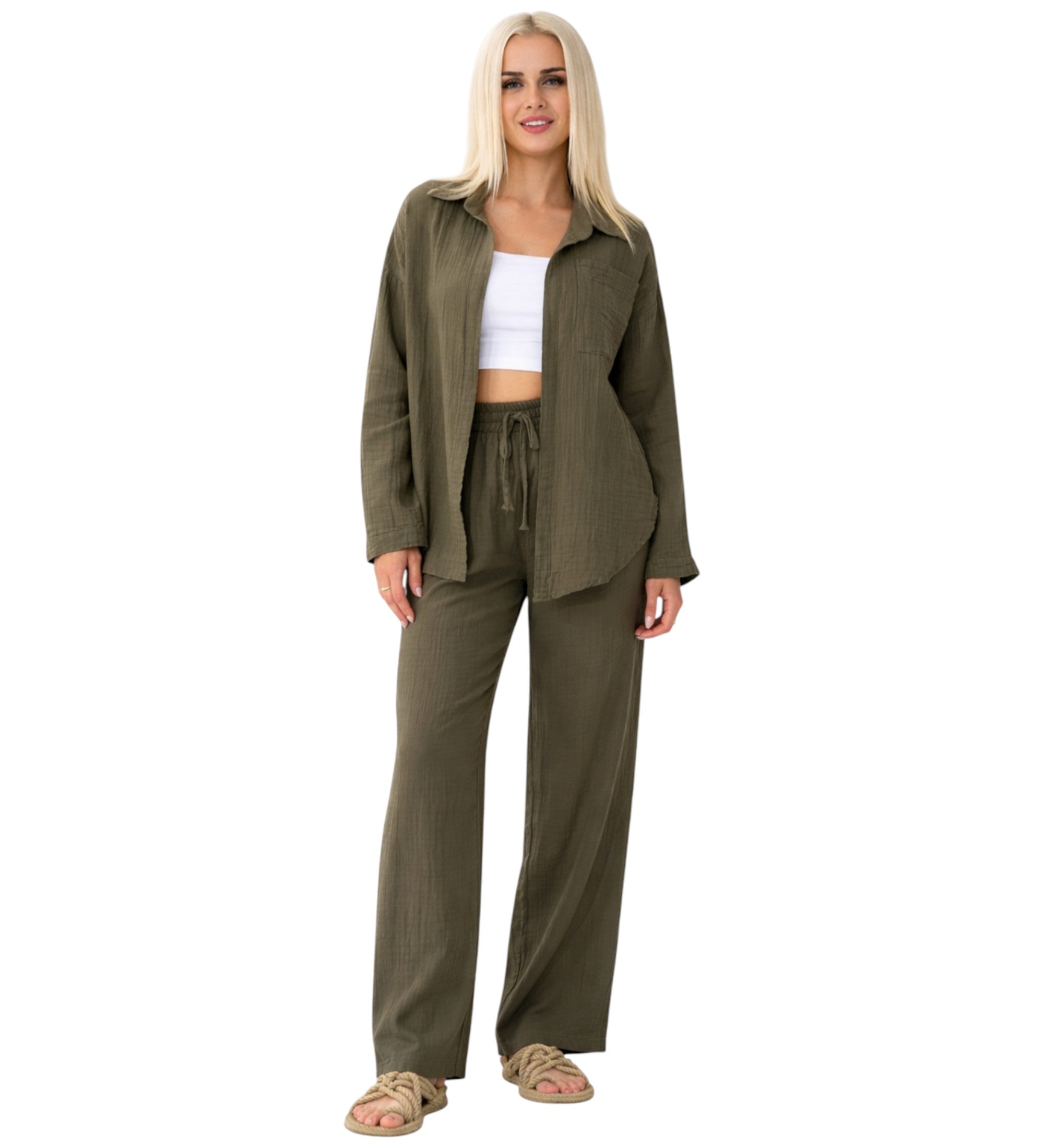 Hemdbluse Damen aus Musselin - Oversize Bluse Langarm mit Kragen