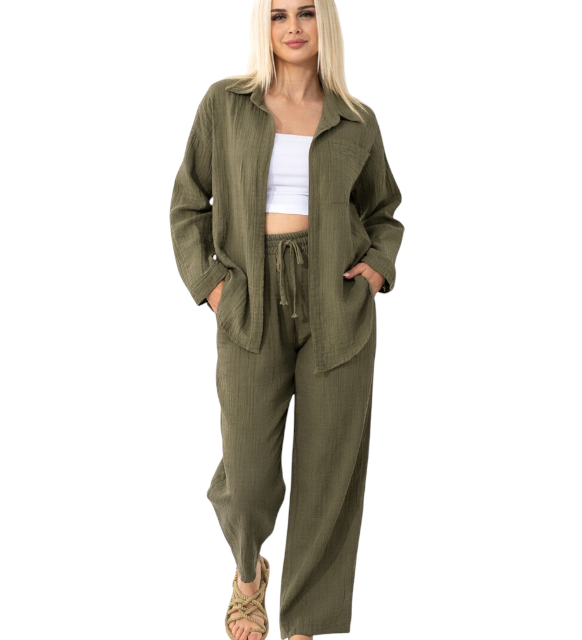 Hemdbluse Damen aus Musselin - Oversize Bluse Langarm mit Kragen