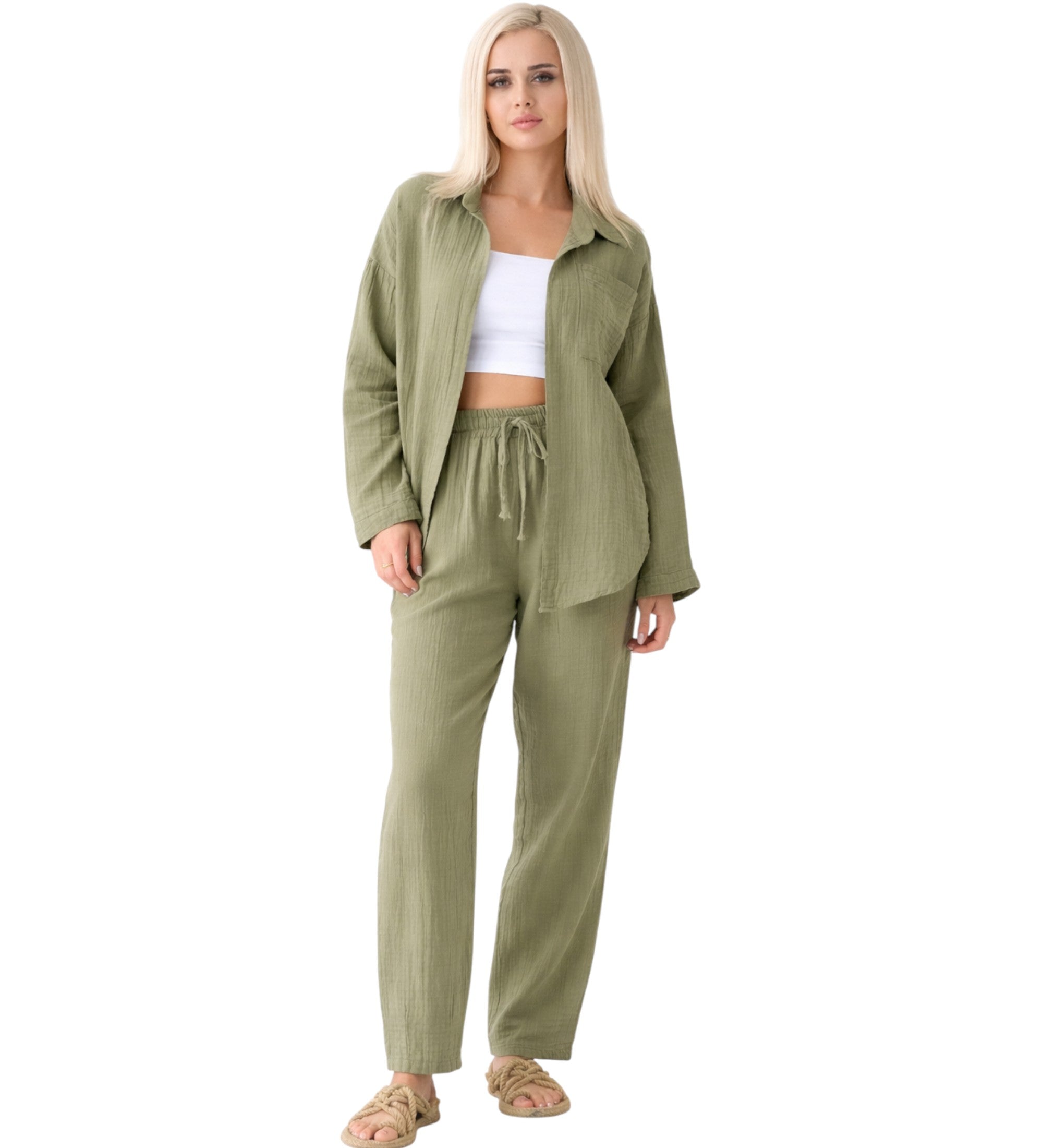 Hemdbluse Damen aus Musselin - Oversize Bluse Langarm mit Kragen