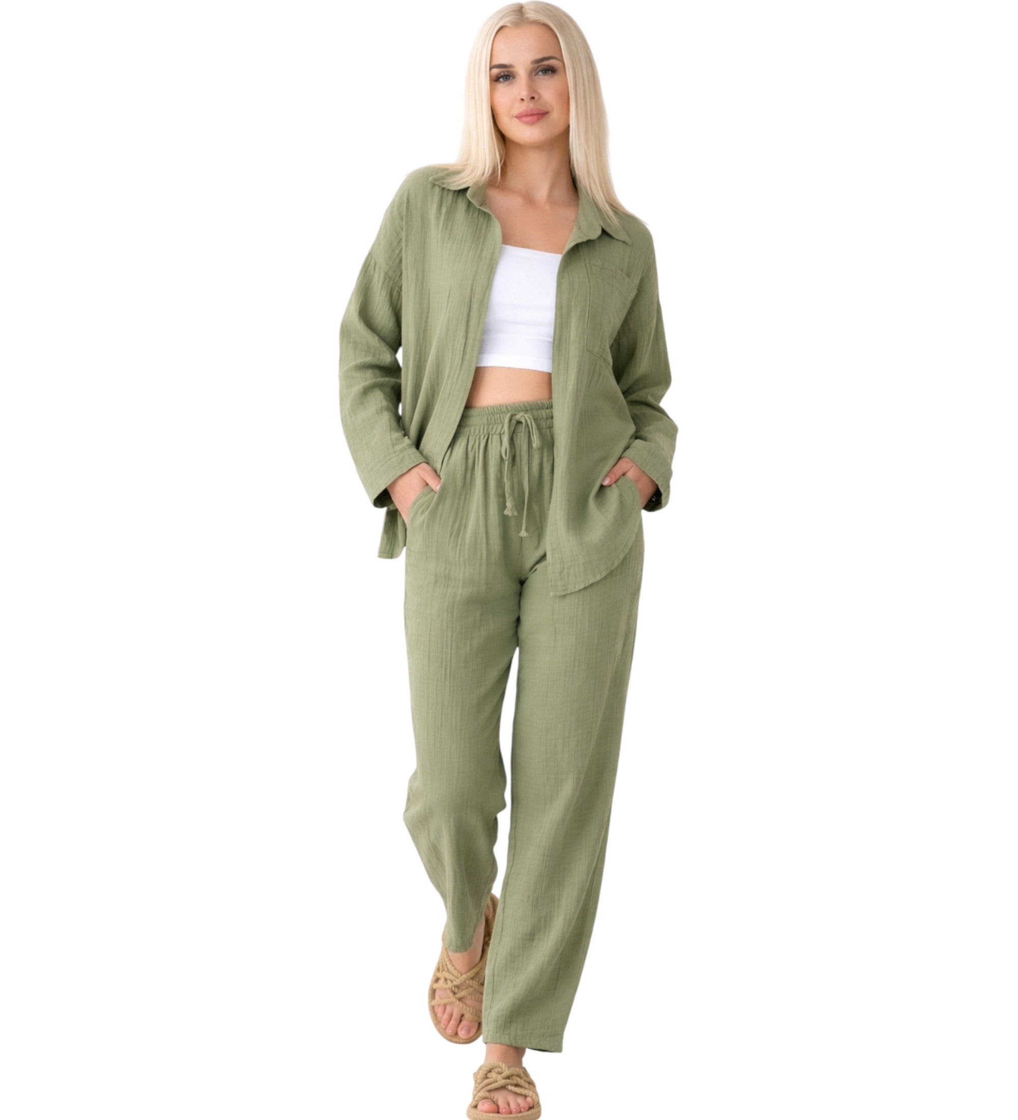 Hemdbluse Damen aus Musselin - Oversize Bluse Langarm mit Kragen