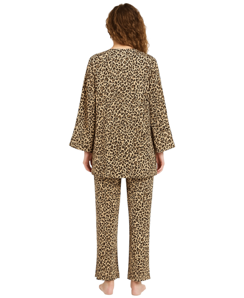 Pyjama Damen 3-teiliges Set - Hausanzug mit Top, Hose & Morgenmantel