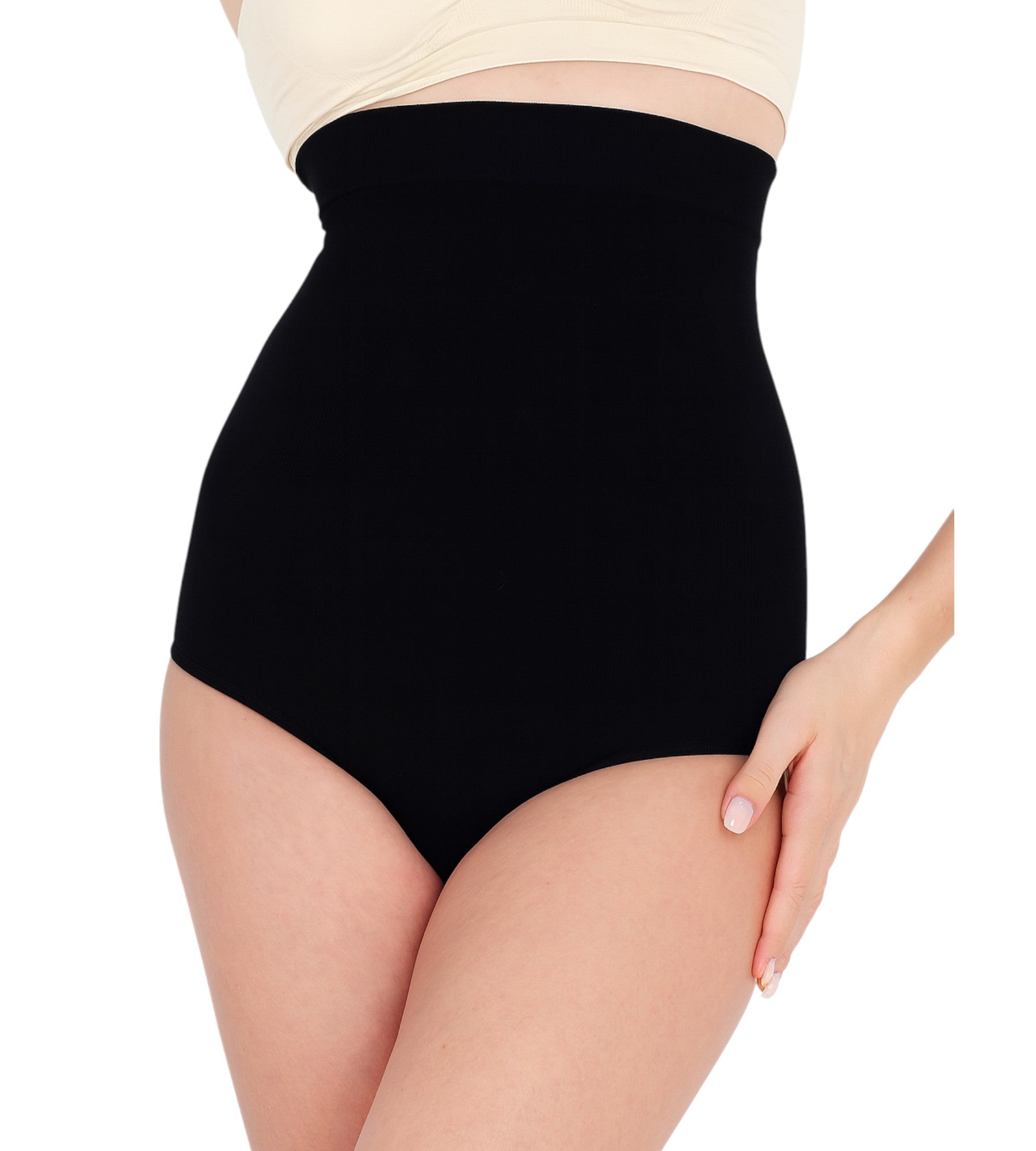Miederslip mit hoher Taille und Silikonbund, figurformend, nahtlos, rutschfest