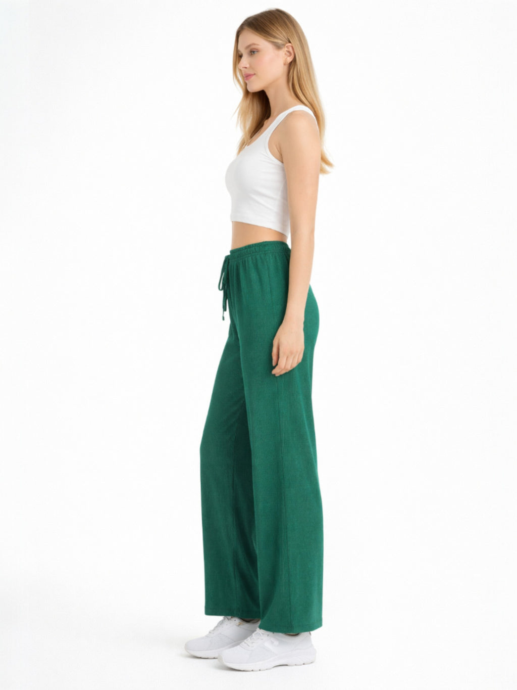 Palazzohose Damen Crinkle Hose – Weite Sommerhose elastischer Bund