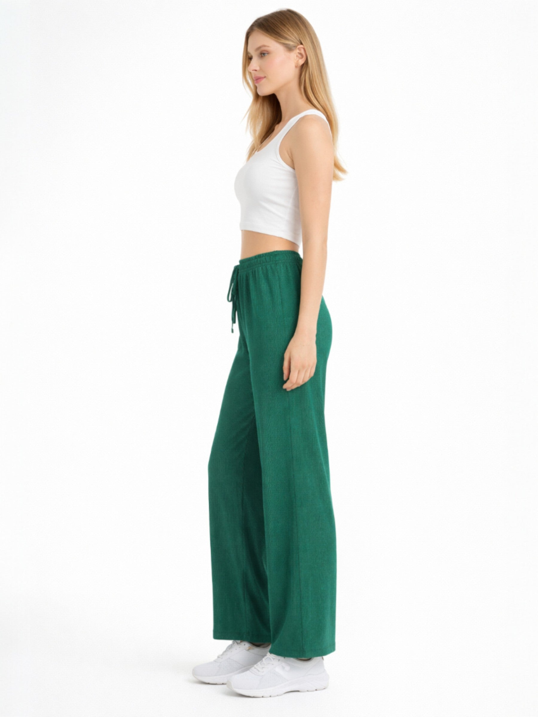 Palazzohose Damen Crinkle Hose – Weite Sommerhose elastischer Bund