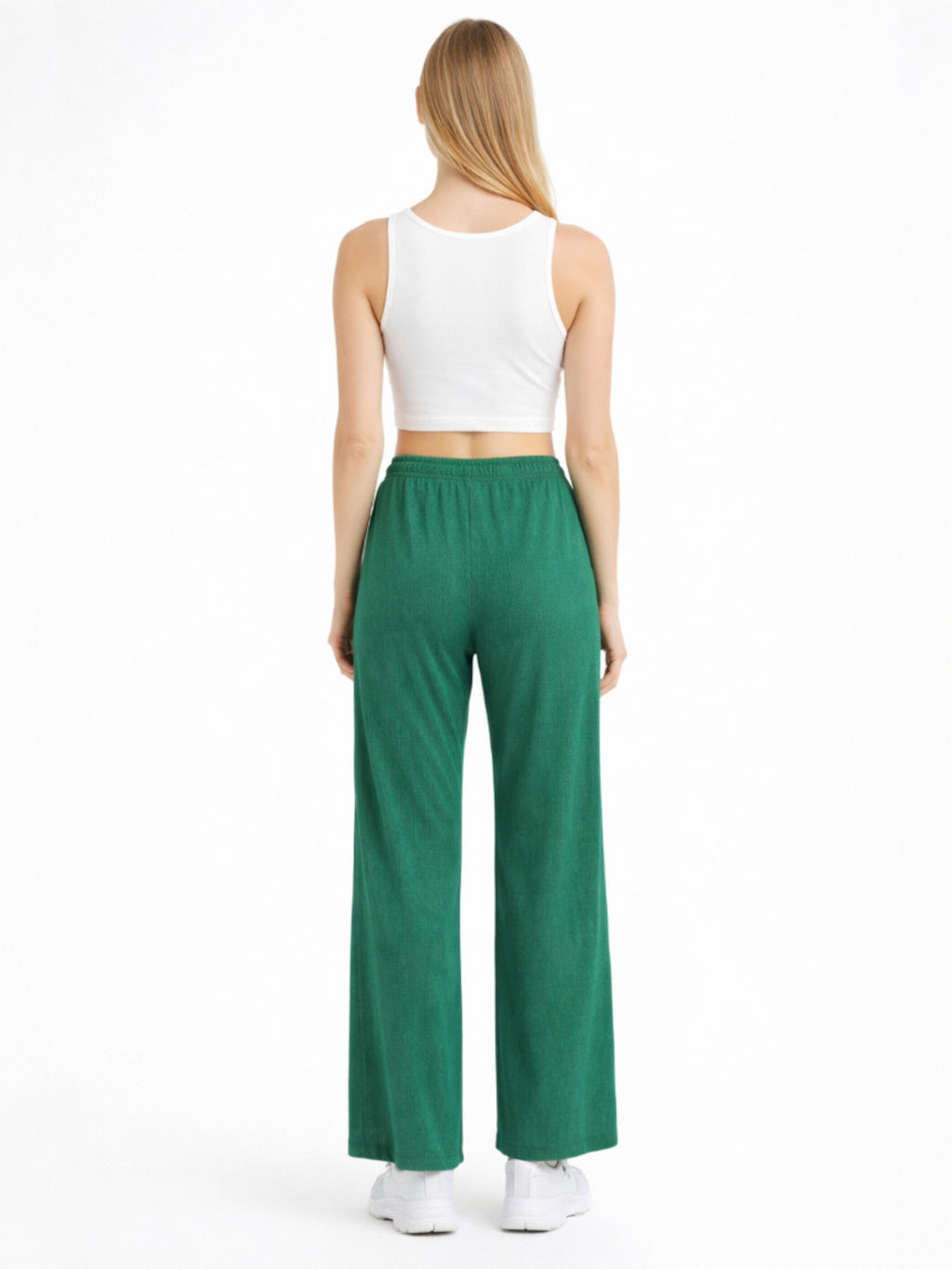 Palazzohose Damen Crinkle Hose – Weite Sommerhose elastischer Bund