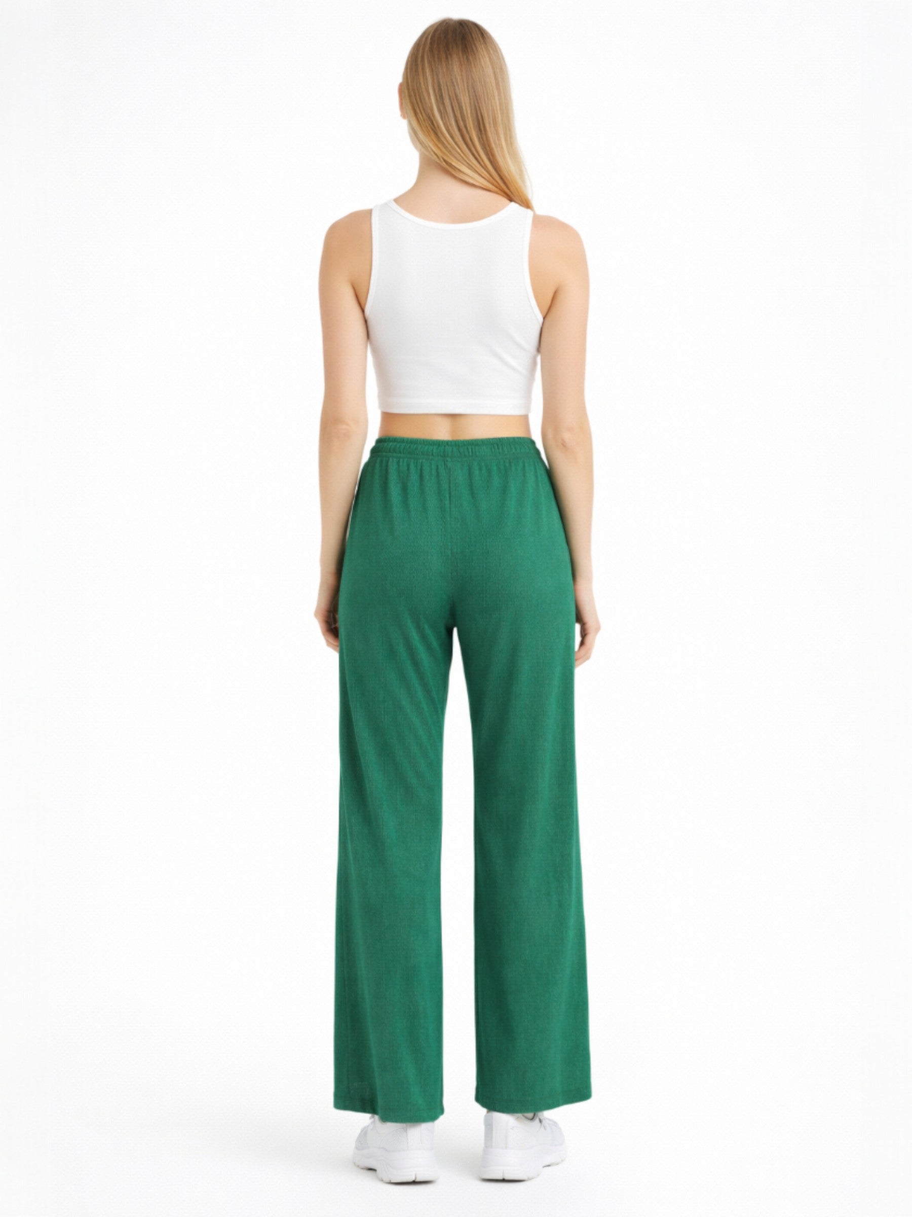 Palazzohose Damen Crinkle Hose – Weite Sommerhose elastischer Bund