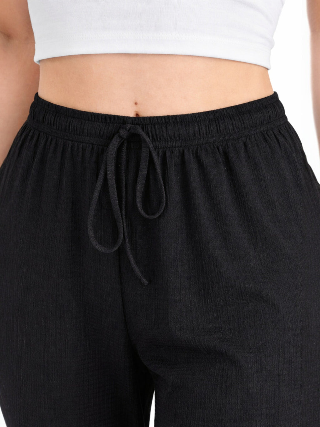 Palazzohose Damen Crinkle Hose – Weite Sommerhose elastischer Bund