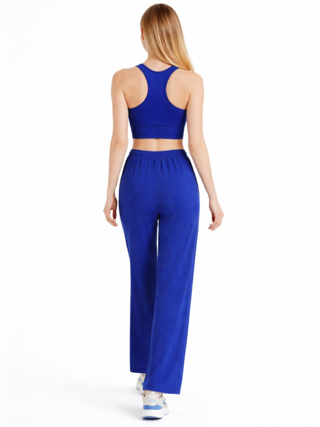 Palazzohose Damen Crinkle Hose – Weite Sommerhose elastischer Bund