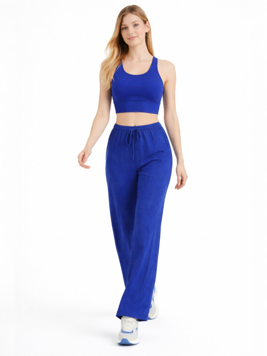 Palazzohose Damen Crinkle Hose – Weite Sommerhose elastischer Bund