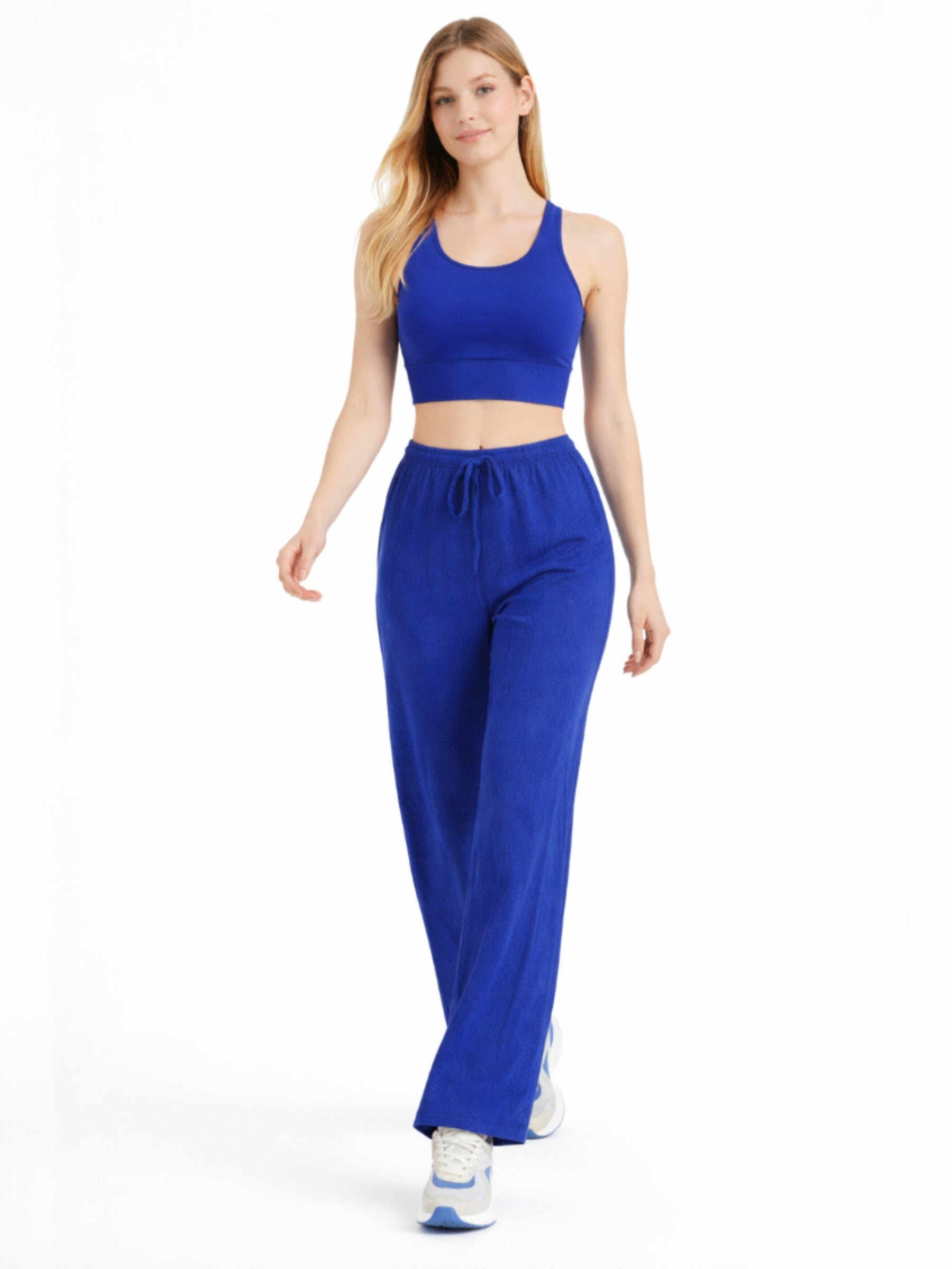 Palazzohose Damen Crinkle Hose – Weite Sommerhose elastischer Bund