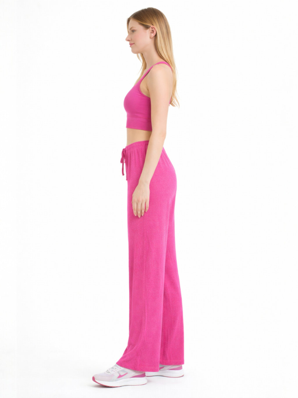 Palazzohose Damen Crinkle Hose – Weite Sommerhose elastischer Bund