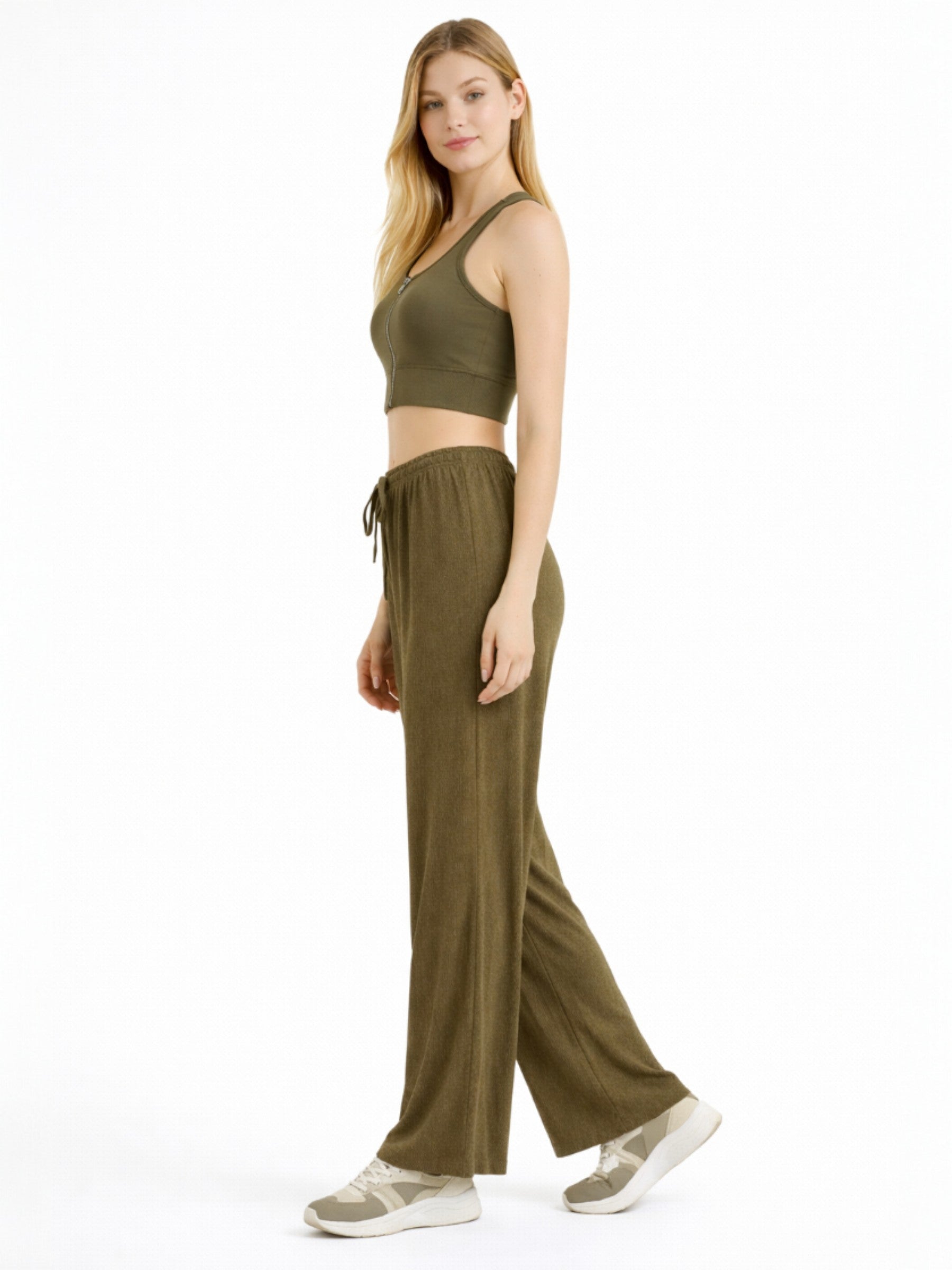 Palazzohose Damen Crinkle Hose – Weite Sommerhose elastischer Bund
