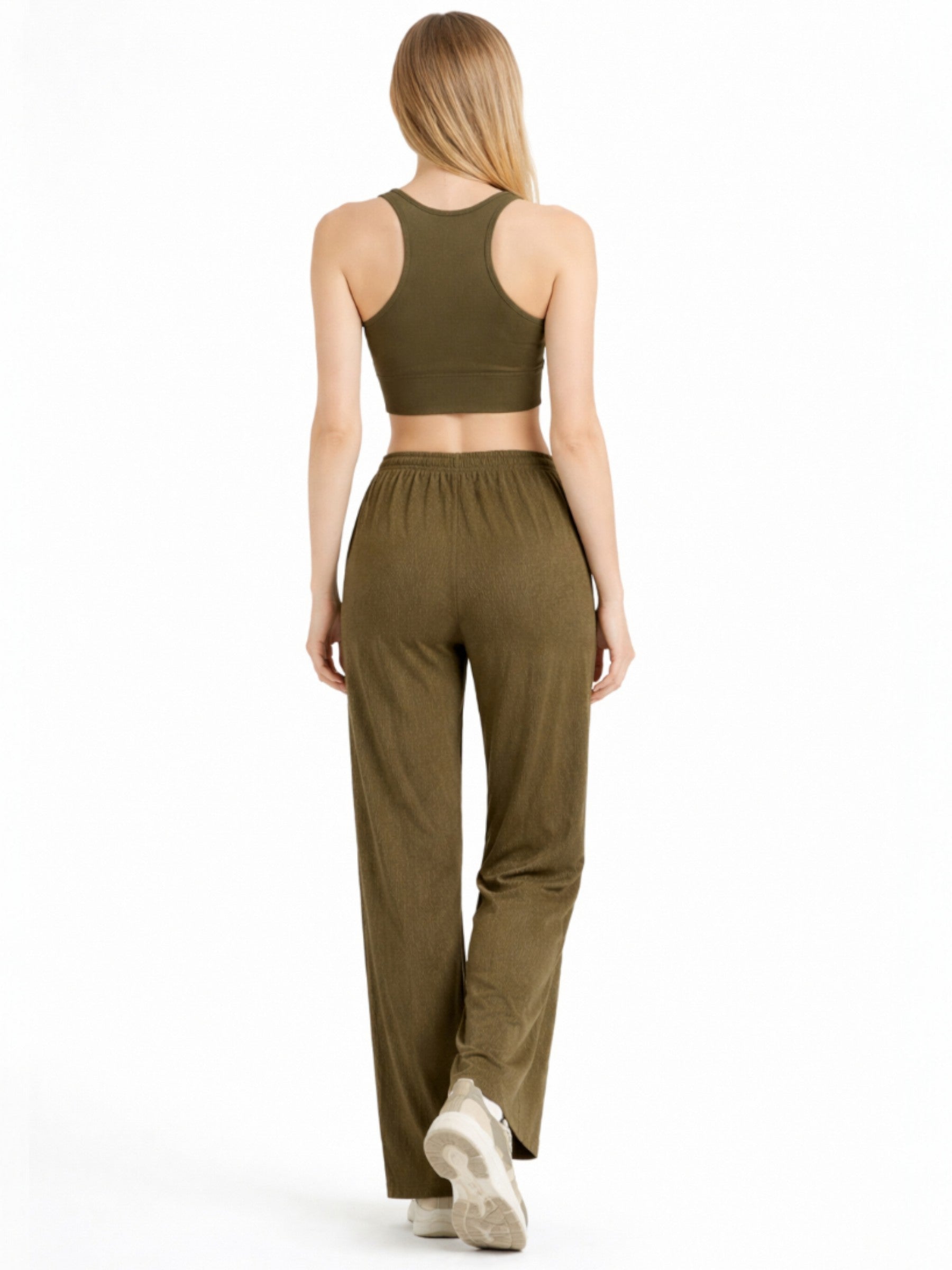 Palazzohose Damen Crinkle Hose – Weite Sommerhose elastischer Bund