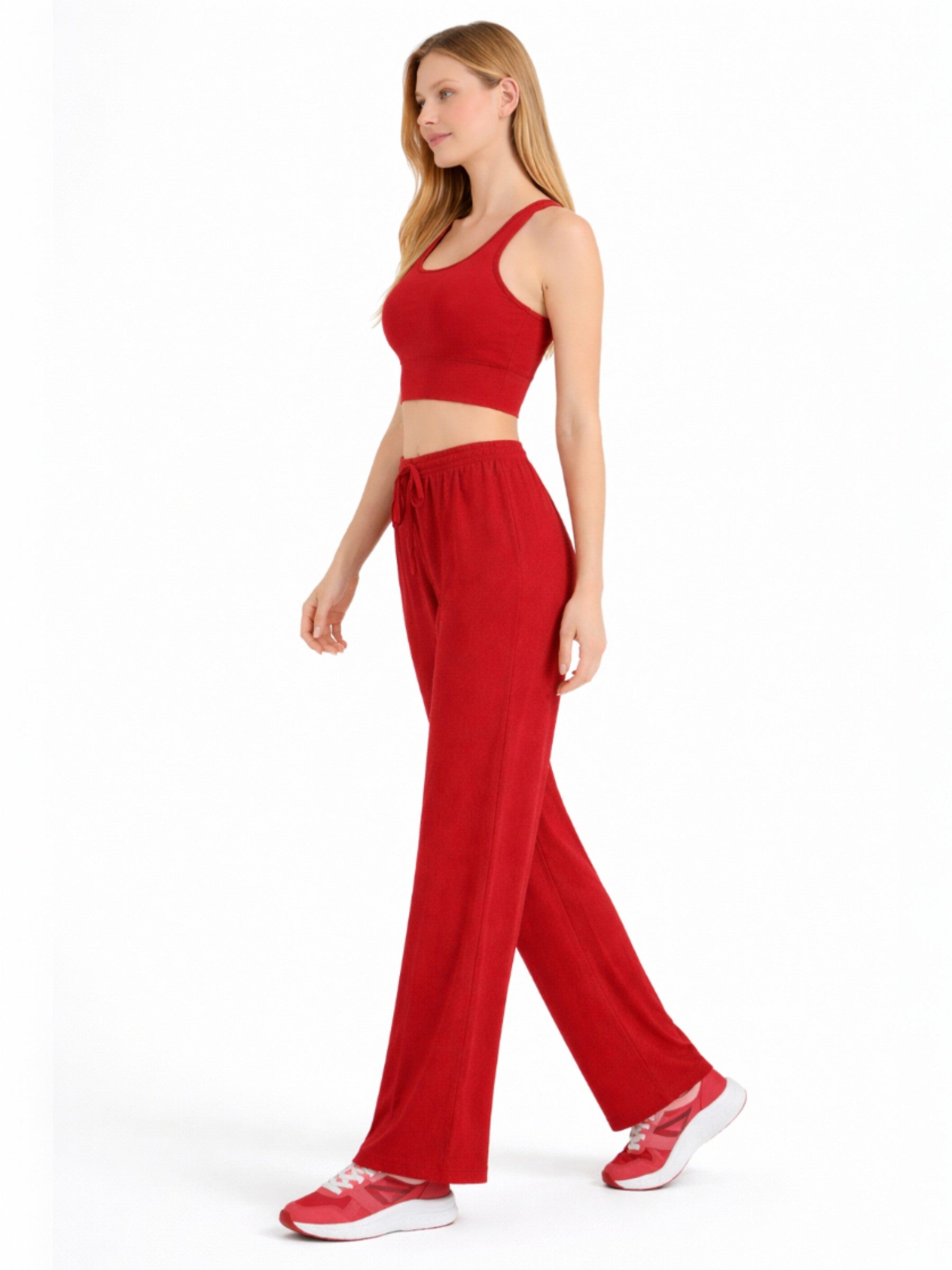 Palazzohose Damen Crinkle Hose – Weite Sommerhose elastischer Bund