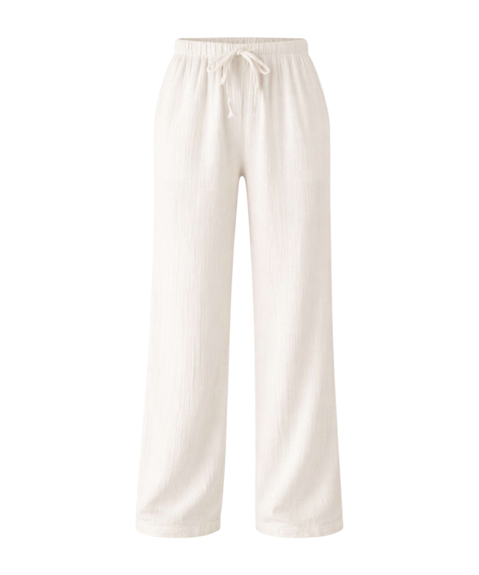 Palazzohose MusselinDamen Sommerhose 100 % Baumwolle, elastischer Bund
