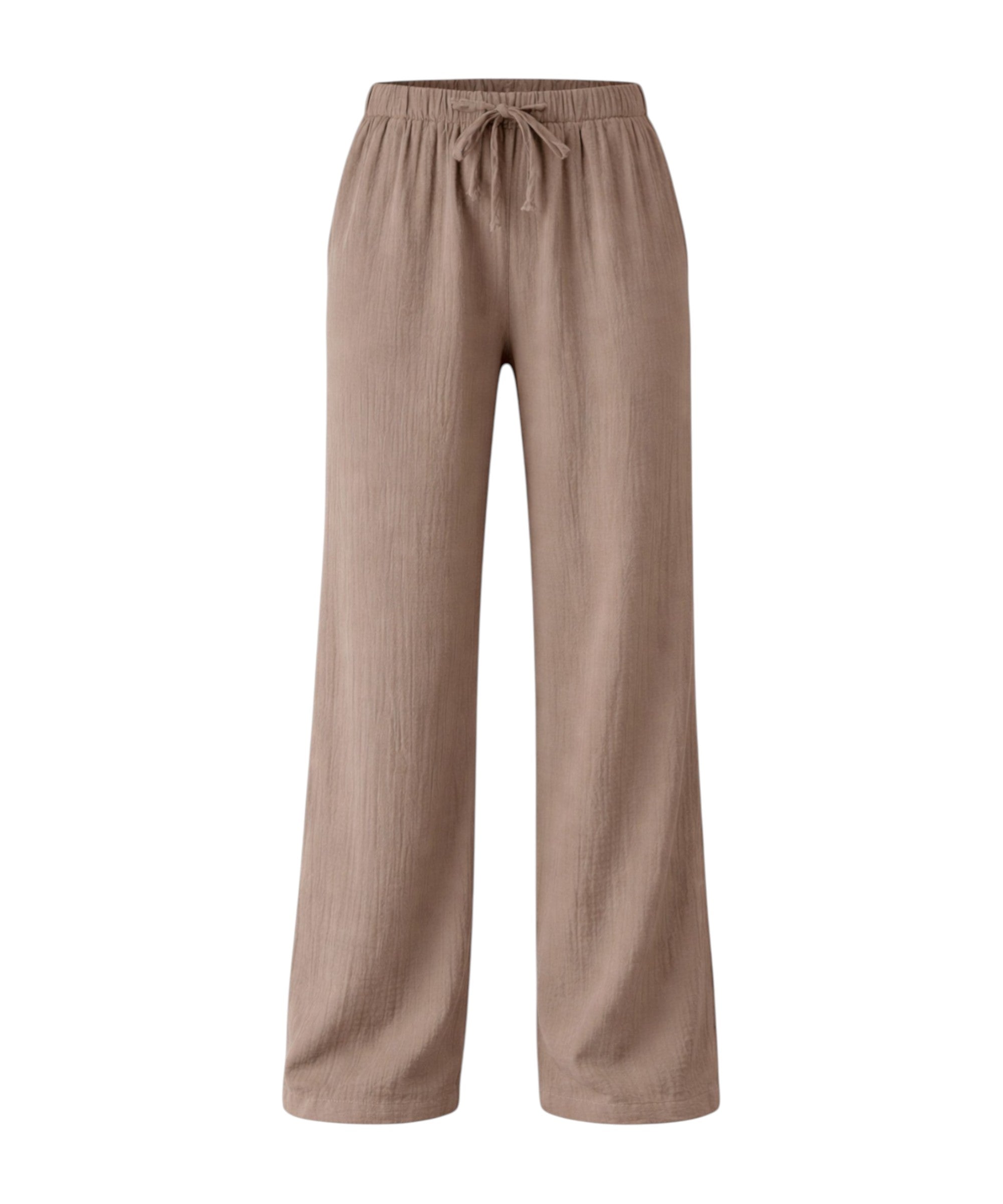 Palazzohose MusselinDamen Sommerhose 100 % Baumwolle, elastischer Bund