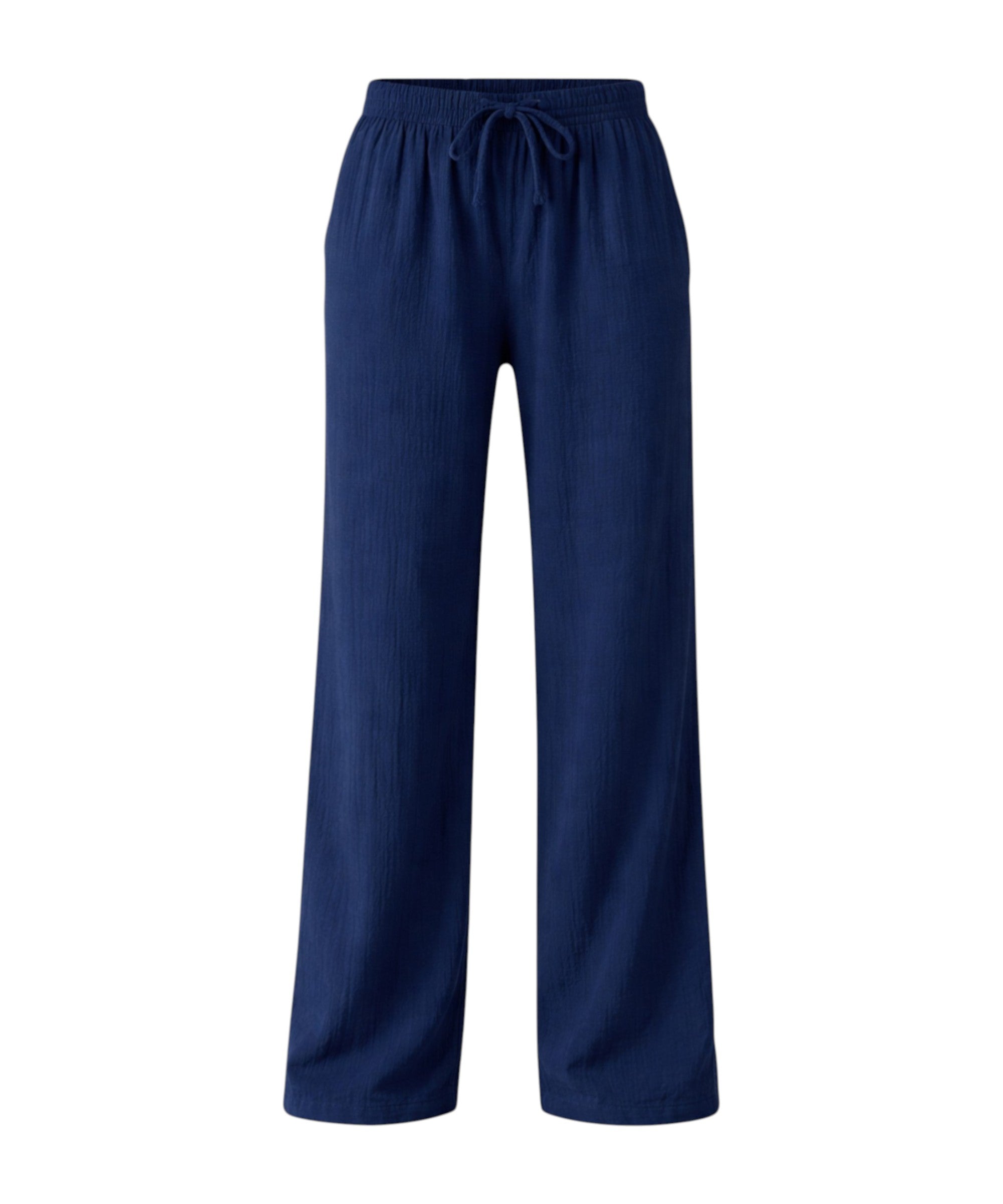 Palazzohose MusselinDamen Sommerhose 100 % Baumwolle, elastischer Bund