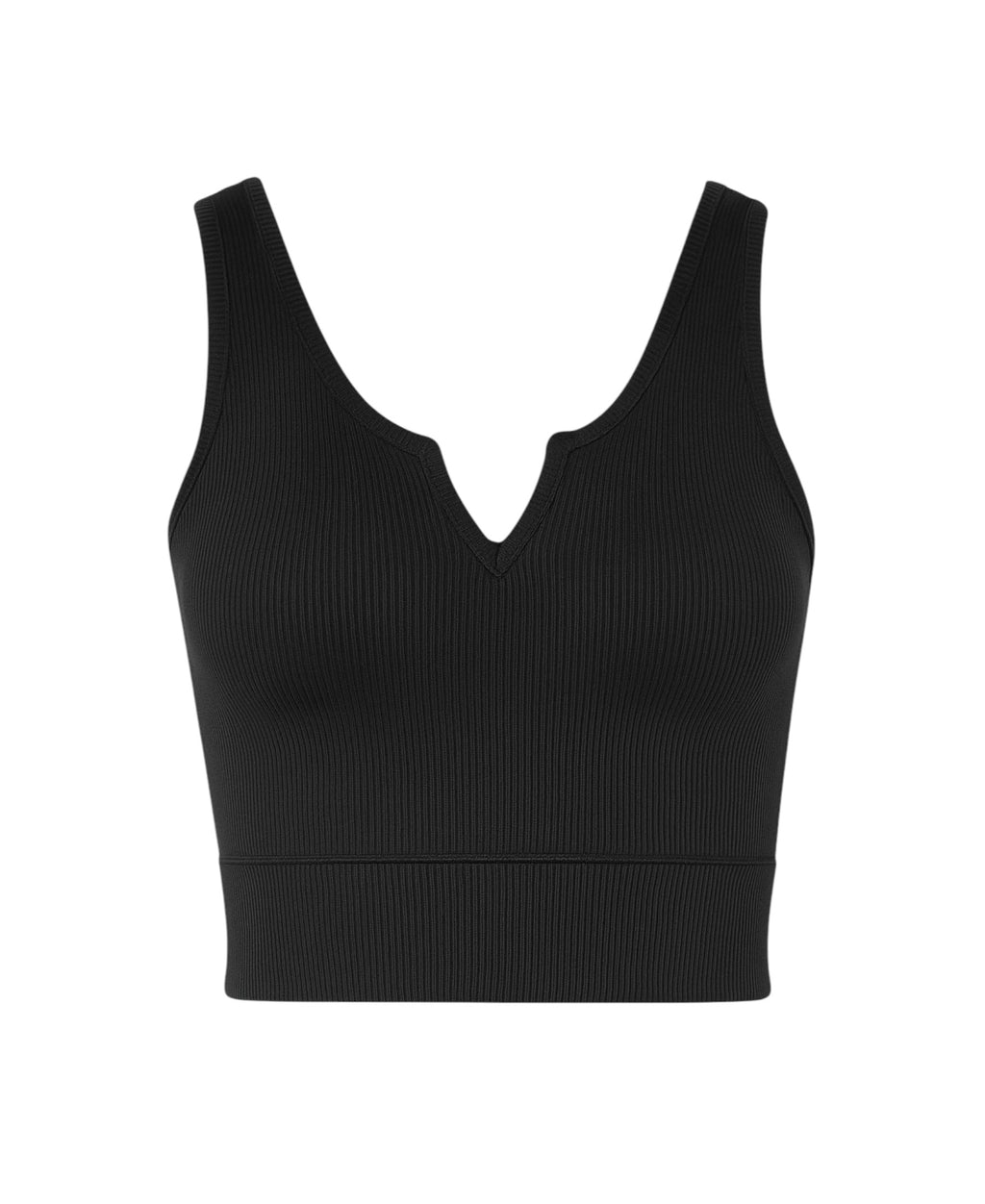 Crop-Top mit V-Detail-Ausschnitt - geripptes Bustier aus Baumwolle