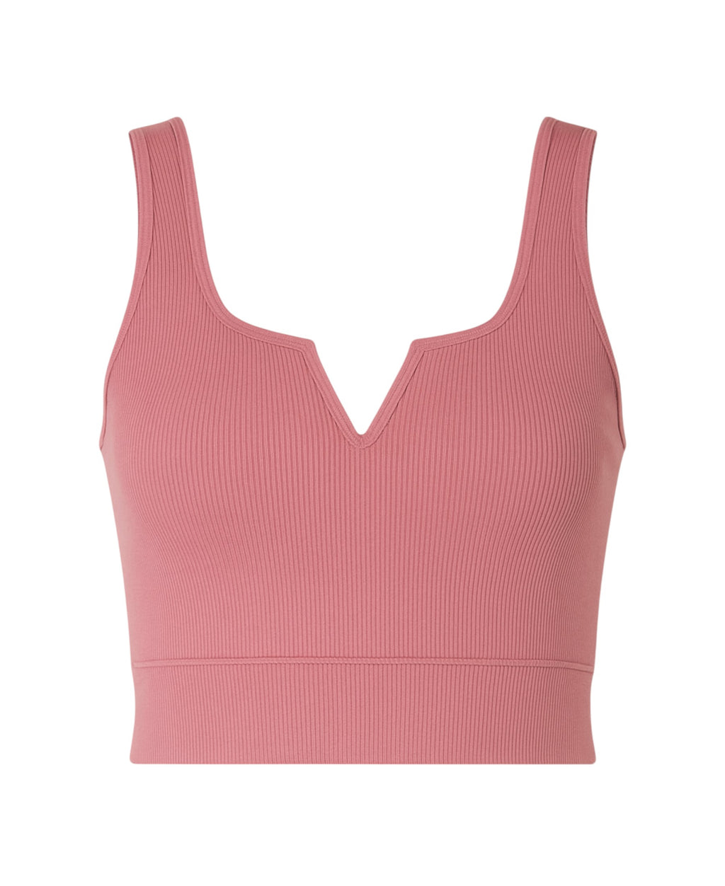 Crop-Top mit V-Detail-Ausschnitt - geripptes Bustier aus Baumwolle