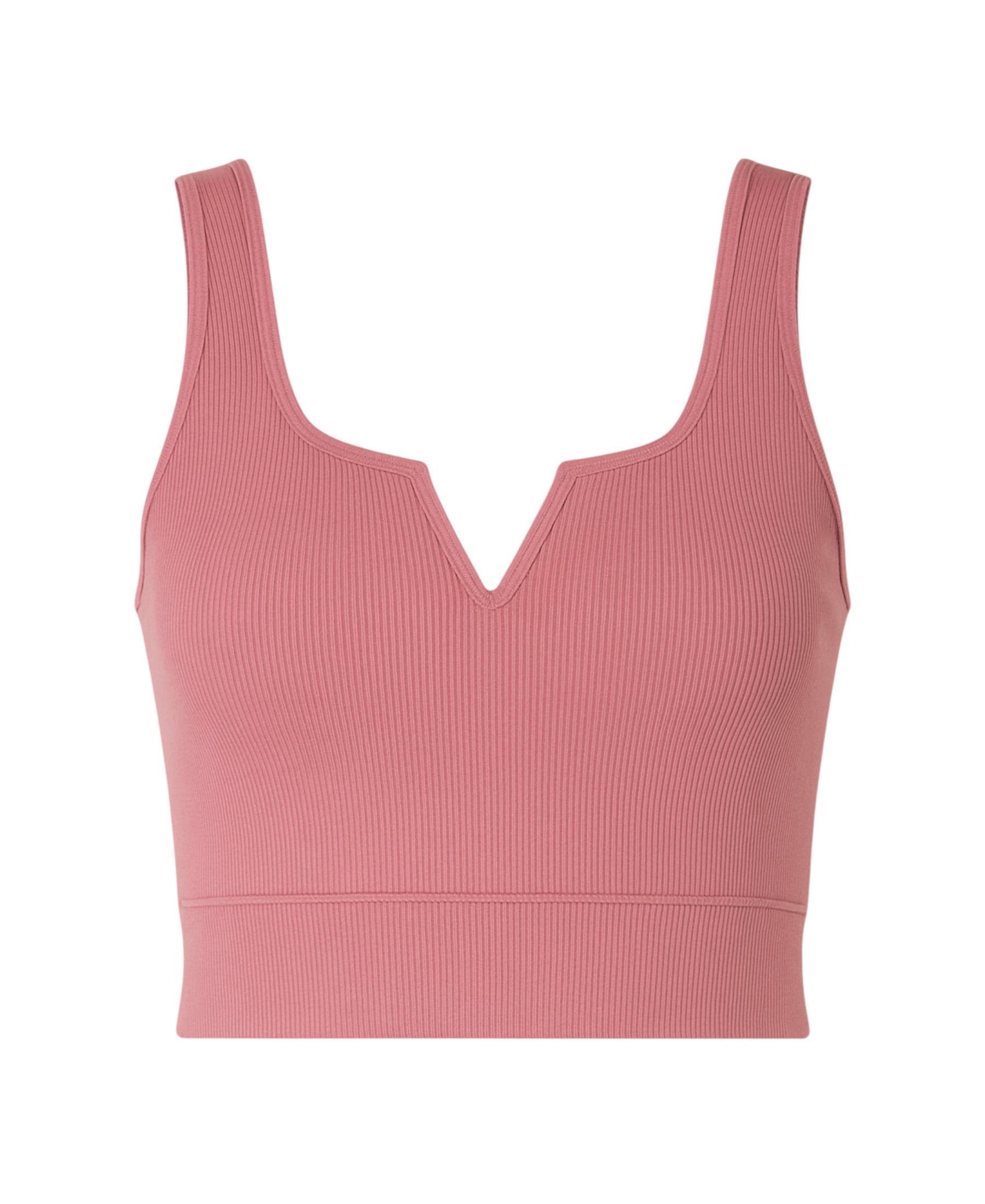 Crop-Top mit V-Detail-Ausschnitt - geripptes Bustier aus Baumwolle