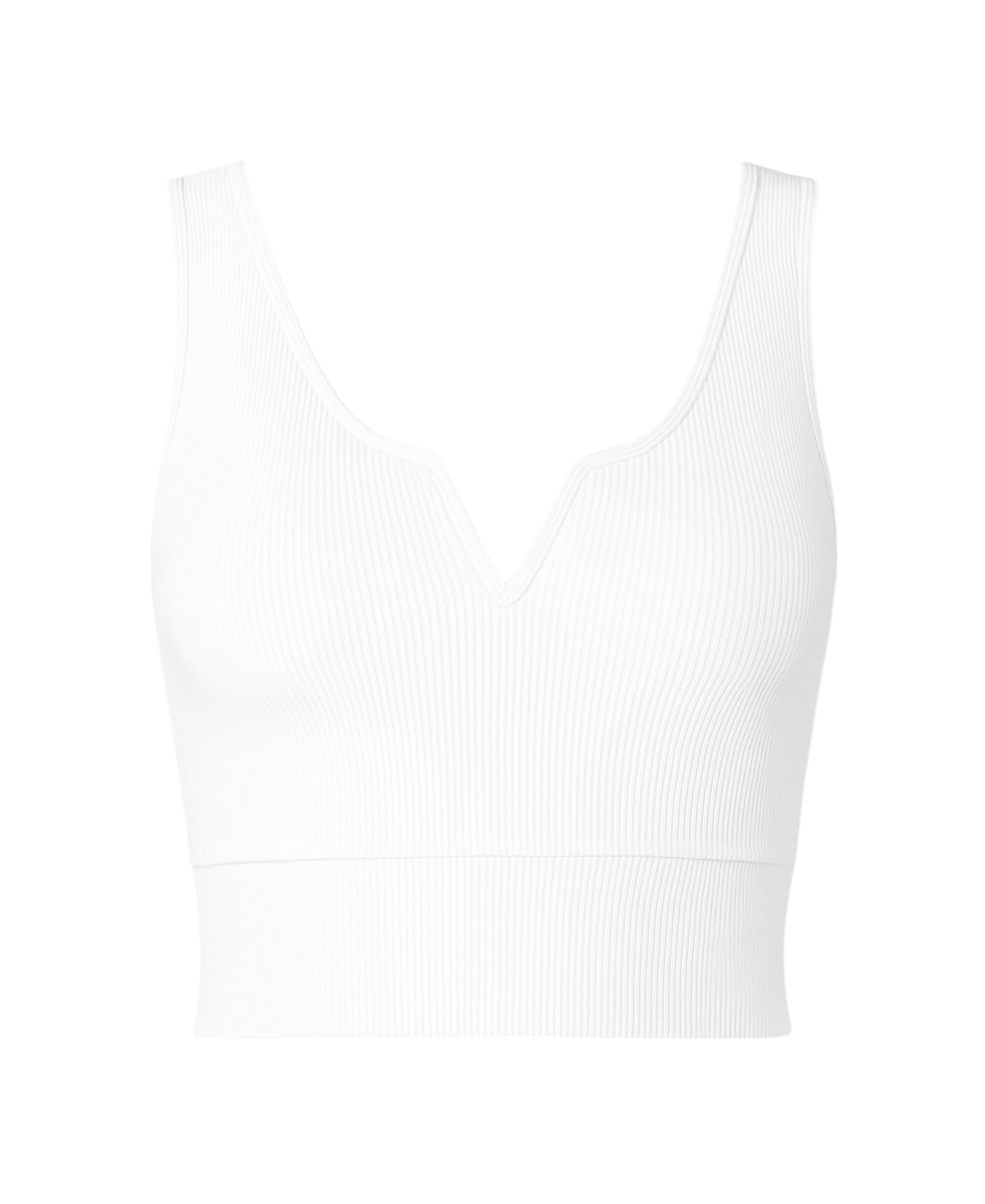 Crop-Top mit V-Detail-Ausschnitt - geripptes Bustier aus Baumwolle