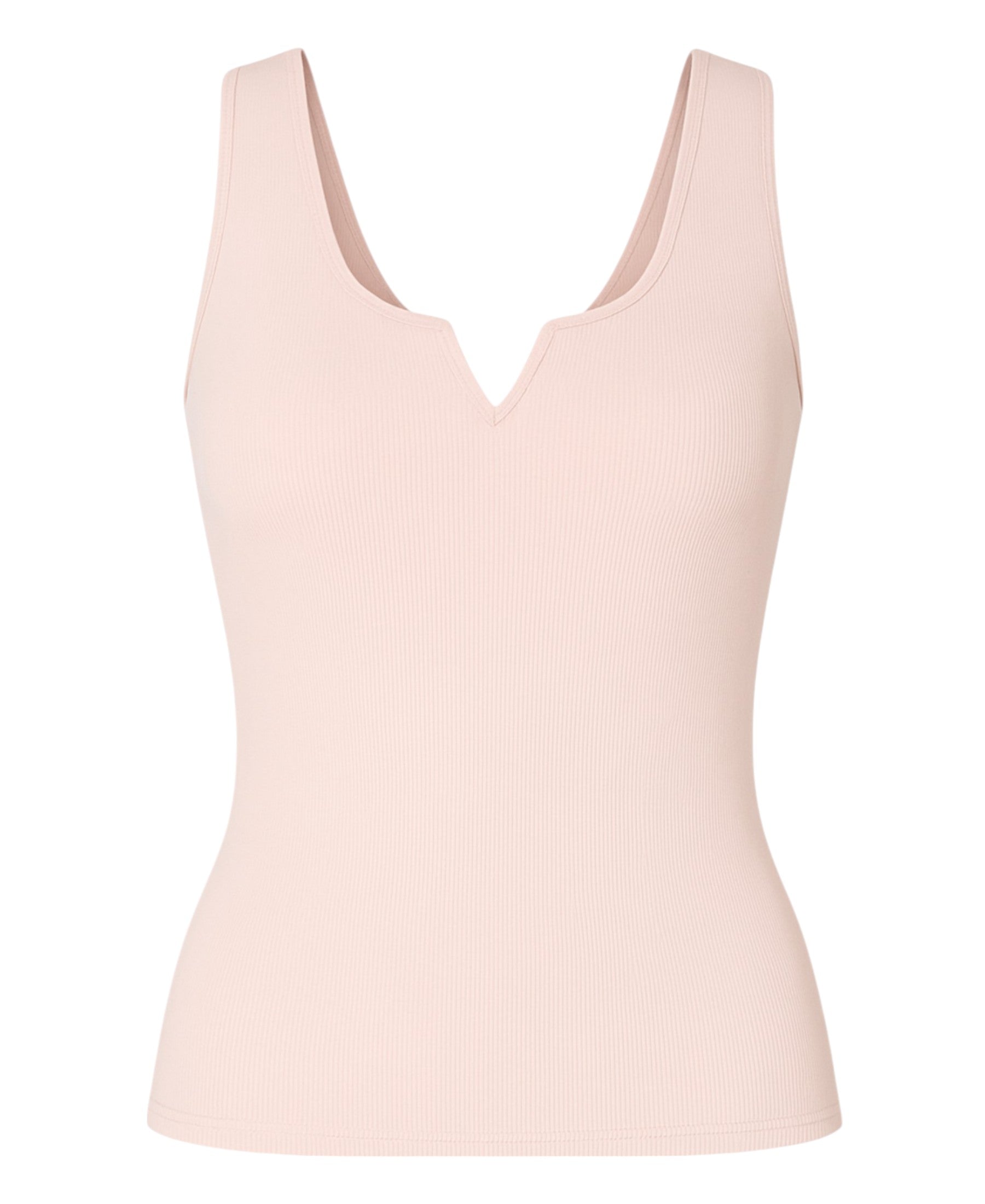 Tanktop Damen – Ärmelloses Rippshirt mit Zier-V-Ausschnitt & Stretchkomfort