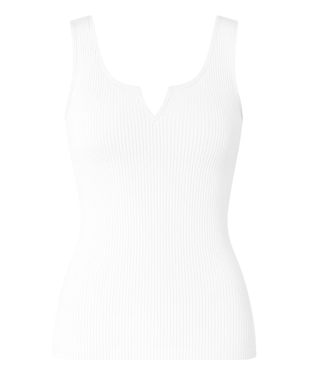Tanktop Damen – Ärmelloses Rippshirt mit Zier-V-Ausschnitt & Stretchkomfort
