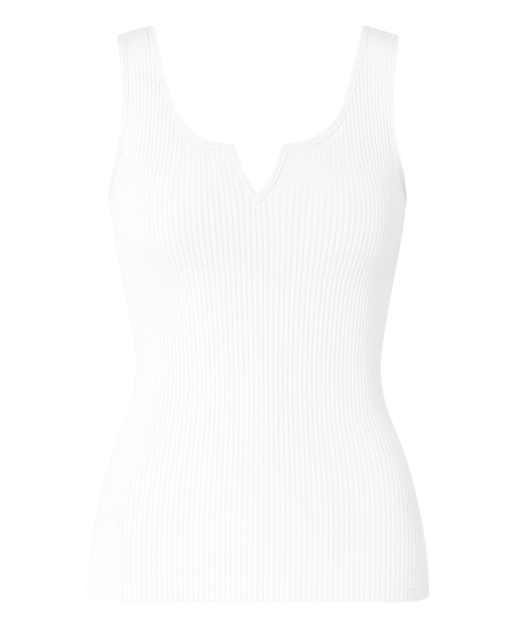 Tanktop Damen – Ärmelloses Rippshirt mit Zier-V-Ausschnitt & Stretchkomfort