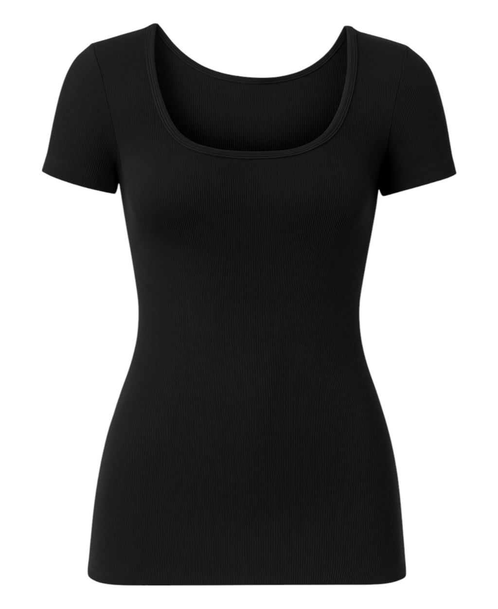 Shirttop – Damen Modal-Rippshirt mit Karree-Ausschnitt, Halbarm & Pads