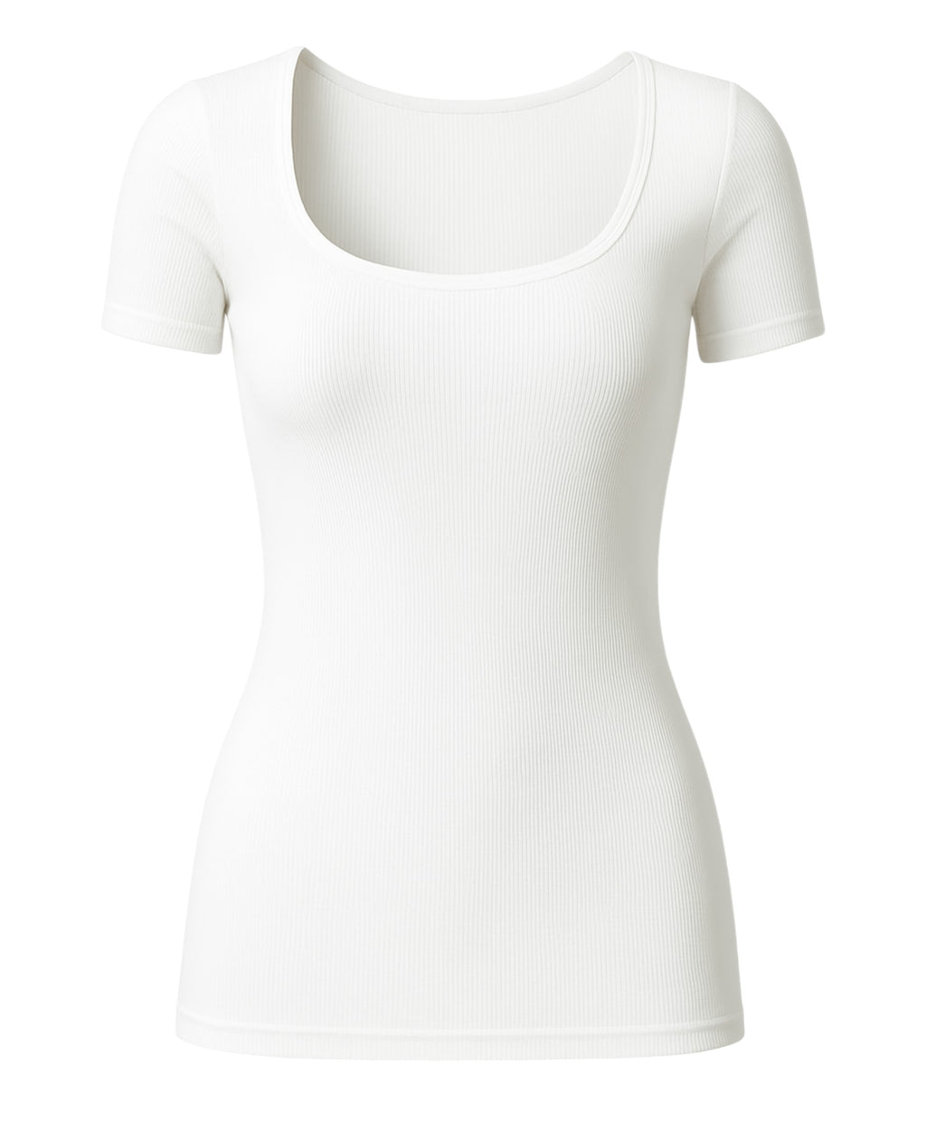 Shirttop – Damen Modal-Rippshirt mit Karree-Ausschnitt, Halbarm & Pads