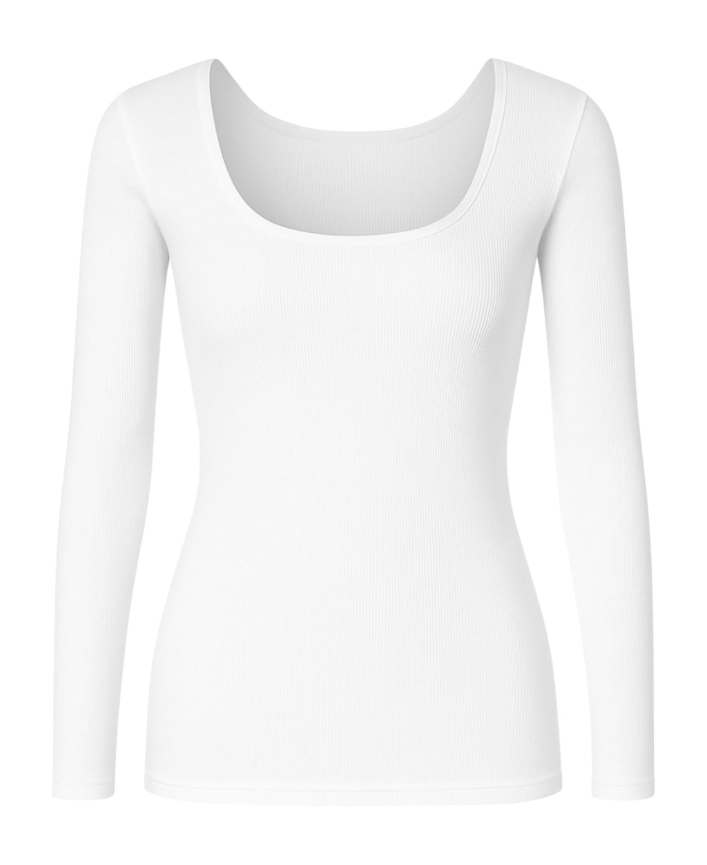 Shirttop Damen Langarmshirt Modal-Rippshirt mit Karree-Ausschnitt & Pads
