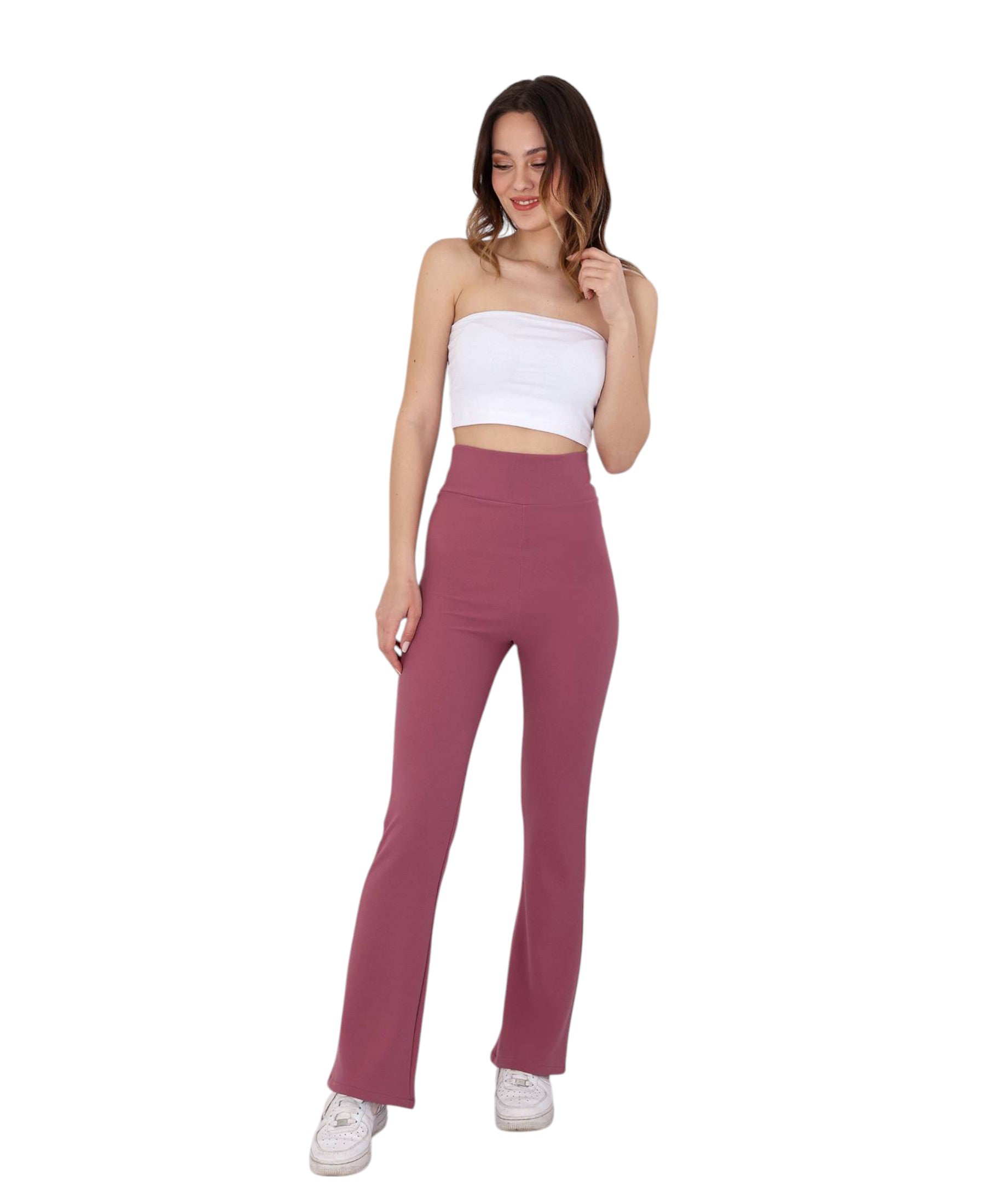 Schlaghose Damen Scuba Hose High Waist - elastisch für Yoga, Freizeit & Abendmode