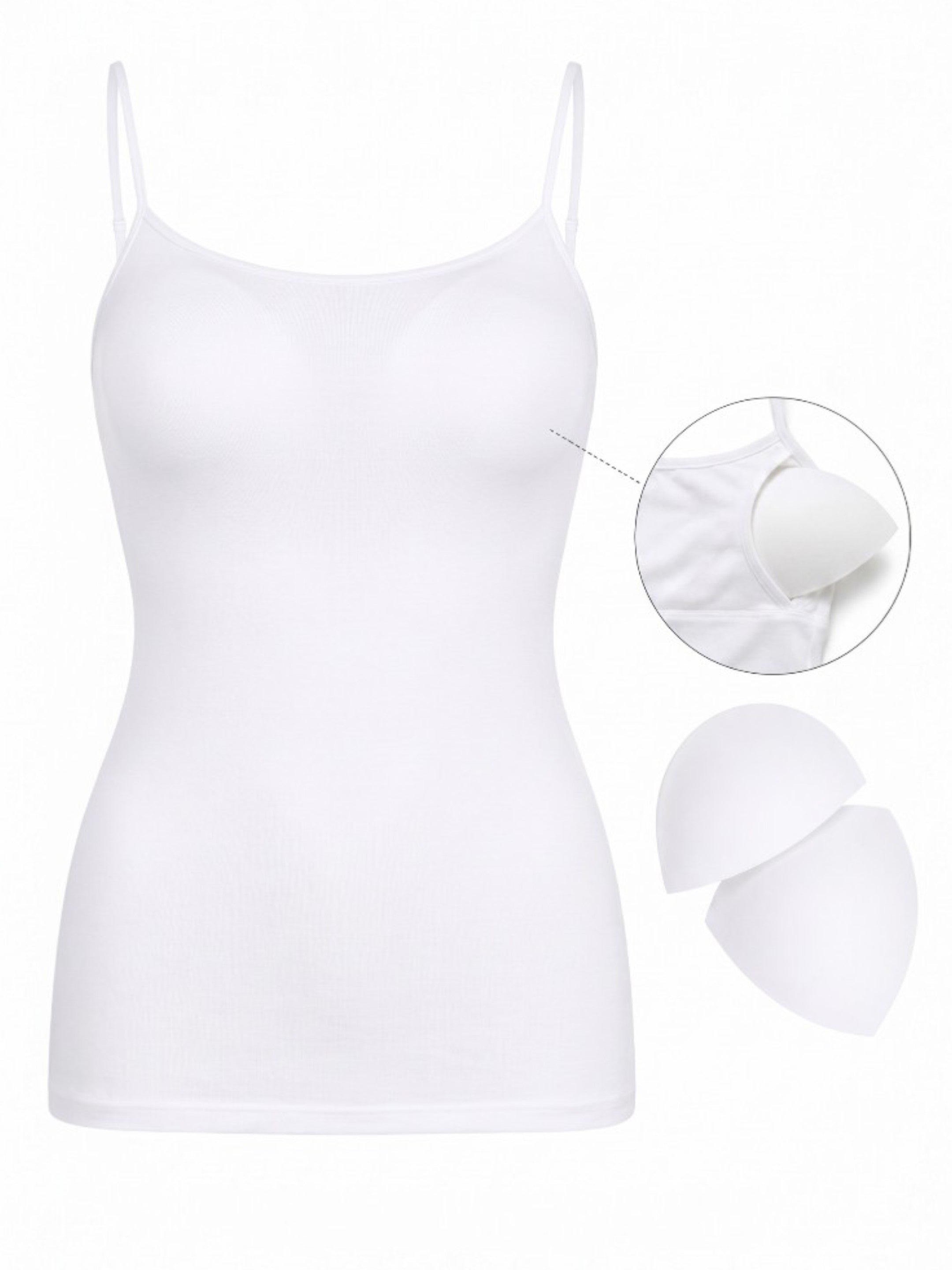 Spaghettitop DamenBambus BH-Top mit Pads gepolstert weich atmungsaktiv