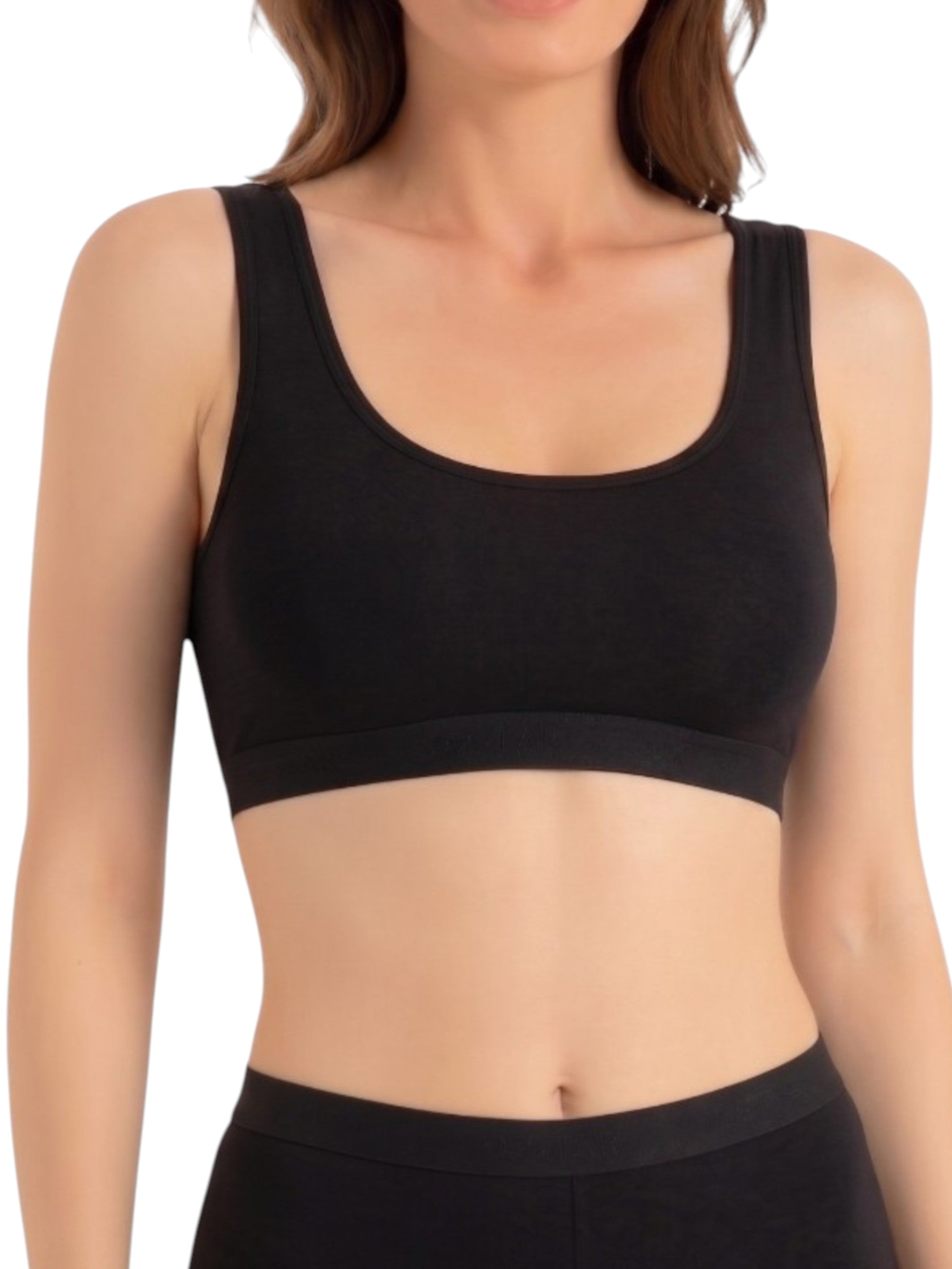 Bustier Damen 2er Pack Bambus BH mit Pads breite Träger weich