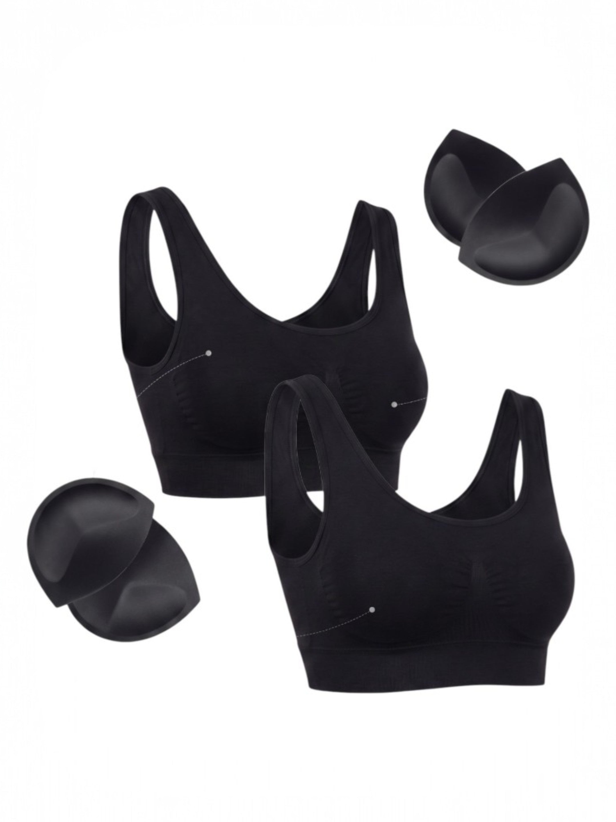 Bustier Damen 2er Pack Bambus BH mit Pads breite Träger weich