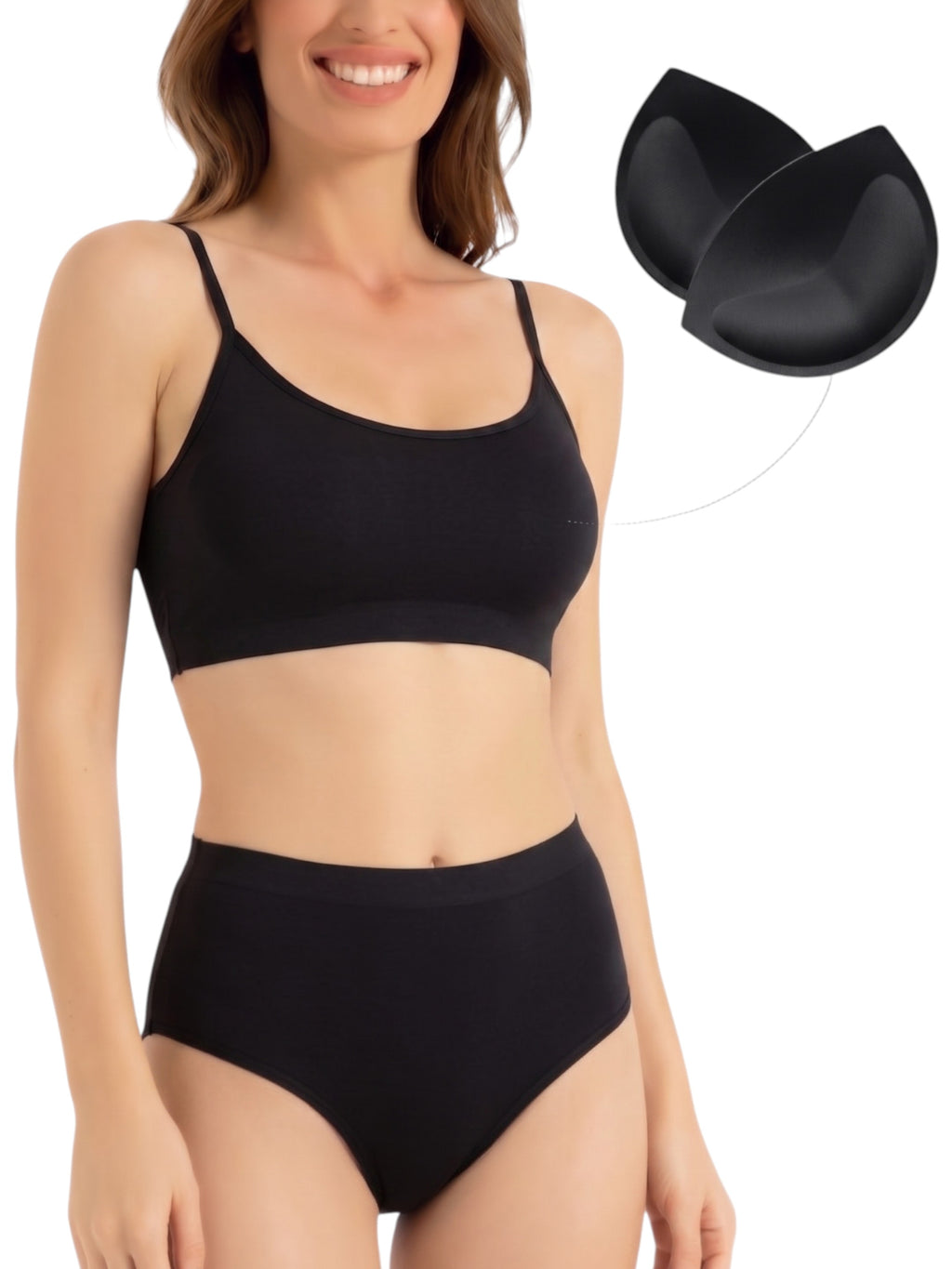 Bustier Damen 2er Pack Bambus BH mit Pads nahtlos weich atmungsaktiv elastisch