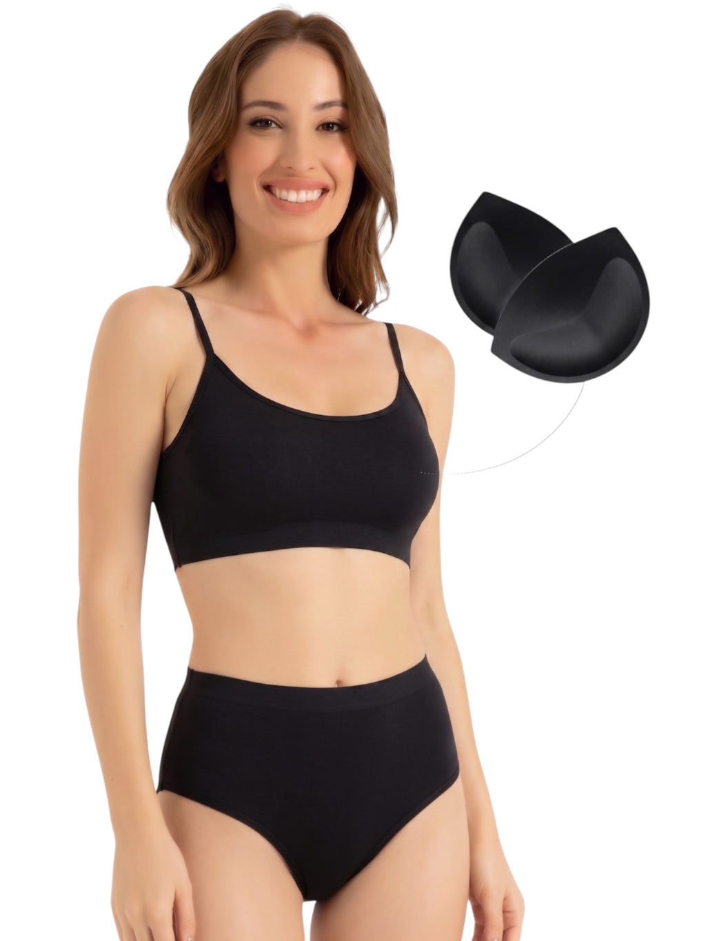 Bustier Damen 2er Pack Bambus BH mit Pads nahtlos weich atmungsaktiv elastisch